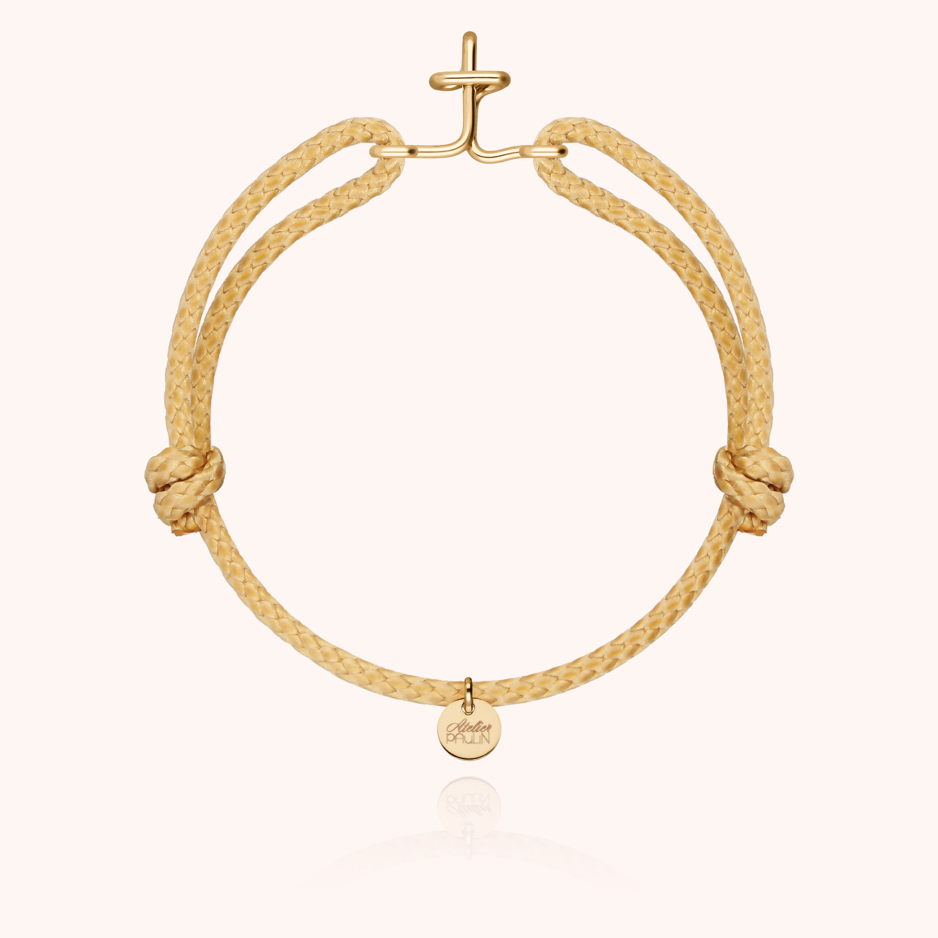 Initial Cord Bracelet for Him - 14k yellow gold-filled