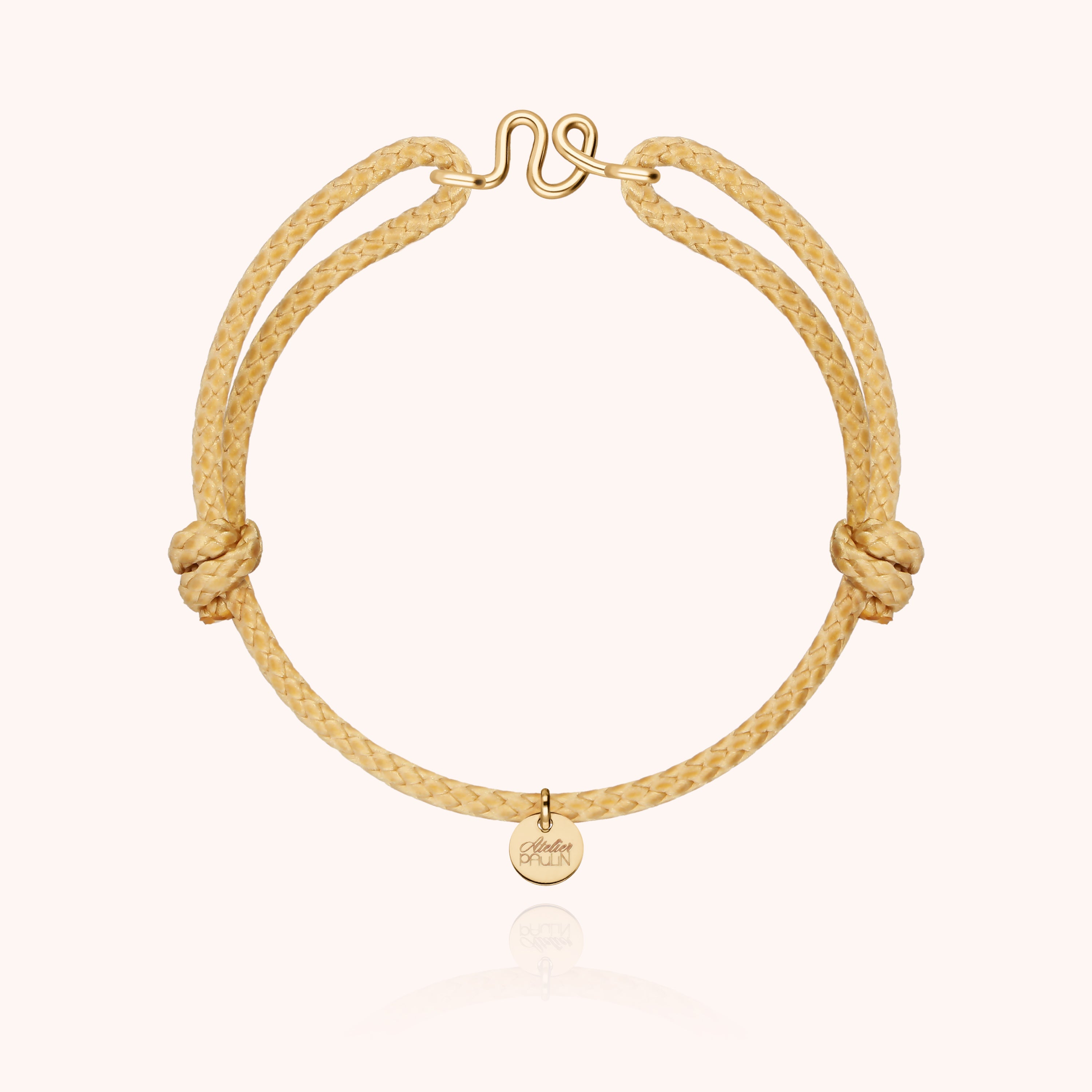 Initial Cord Bracelet for Him - 14k yellow gold-filled
