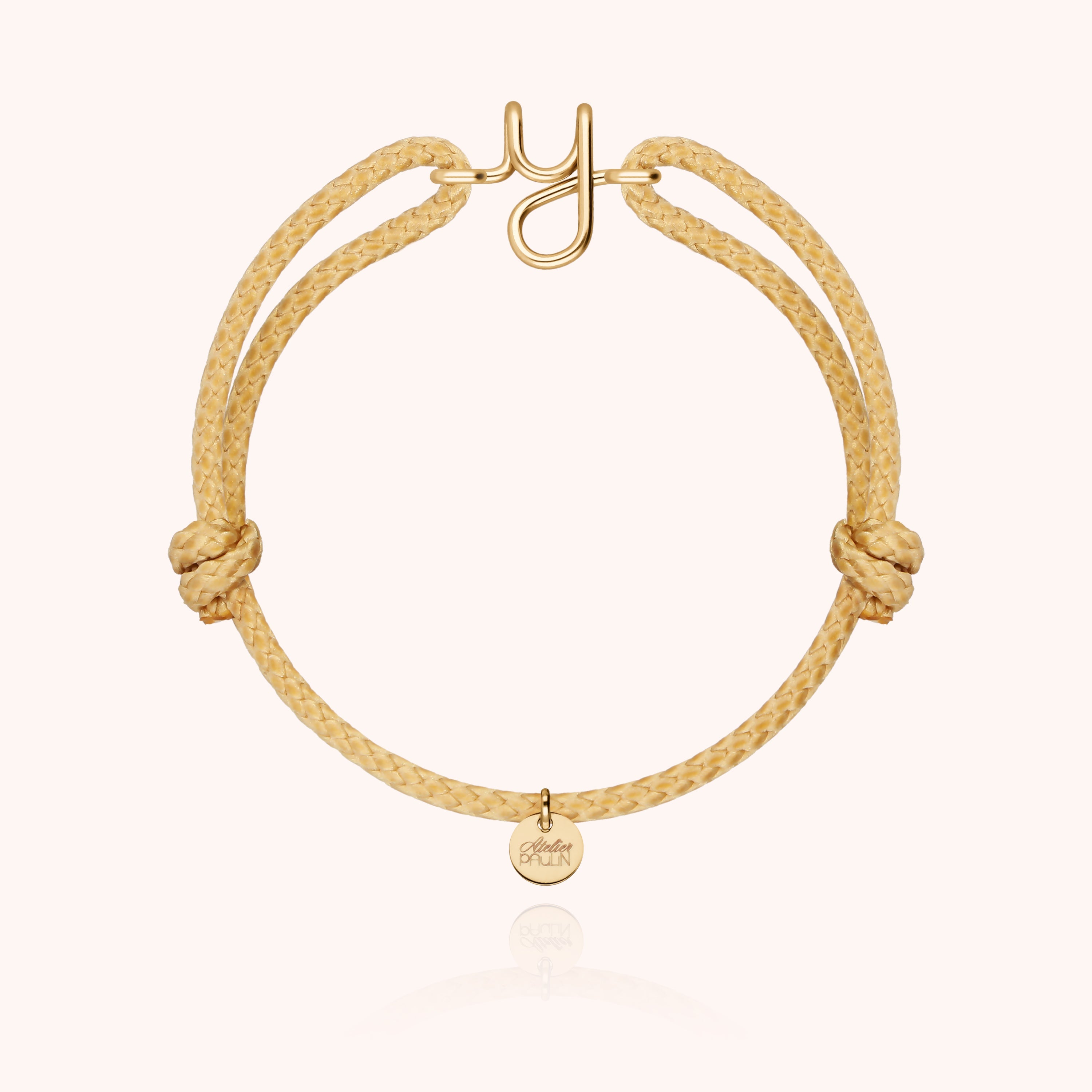 Initial Cord Bracelet for Him - 14k yellow gold-filled