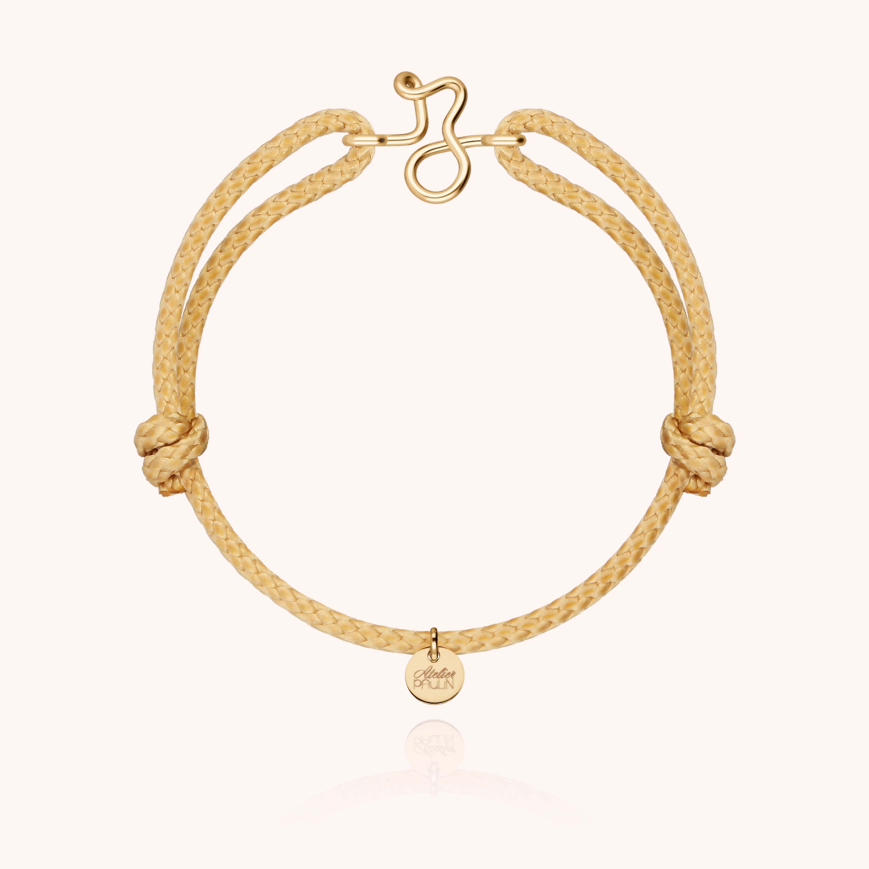 Initial Cord Bracelet for Him - 14k yellow gold-filled