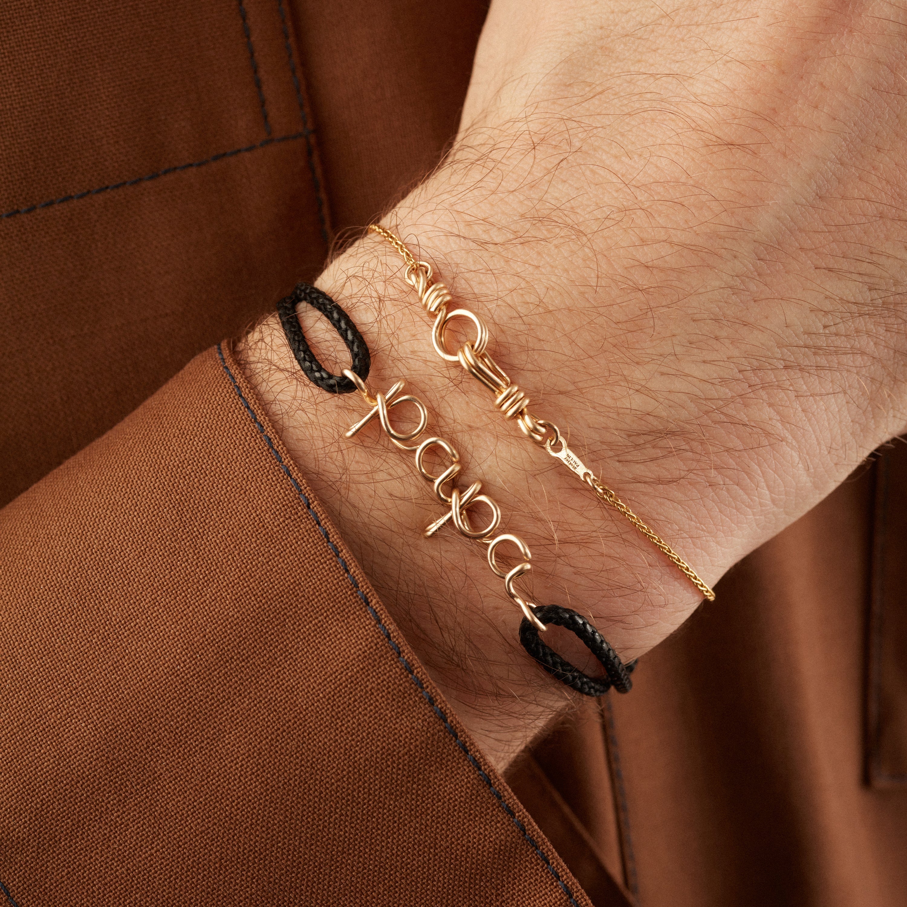 'Papa' Cord Bracelet - 14k yellow-gold filled