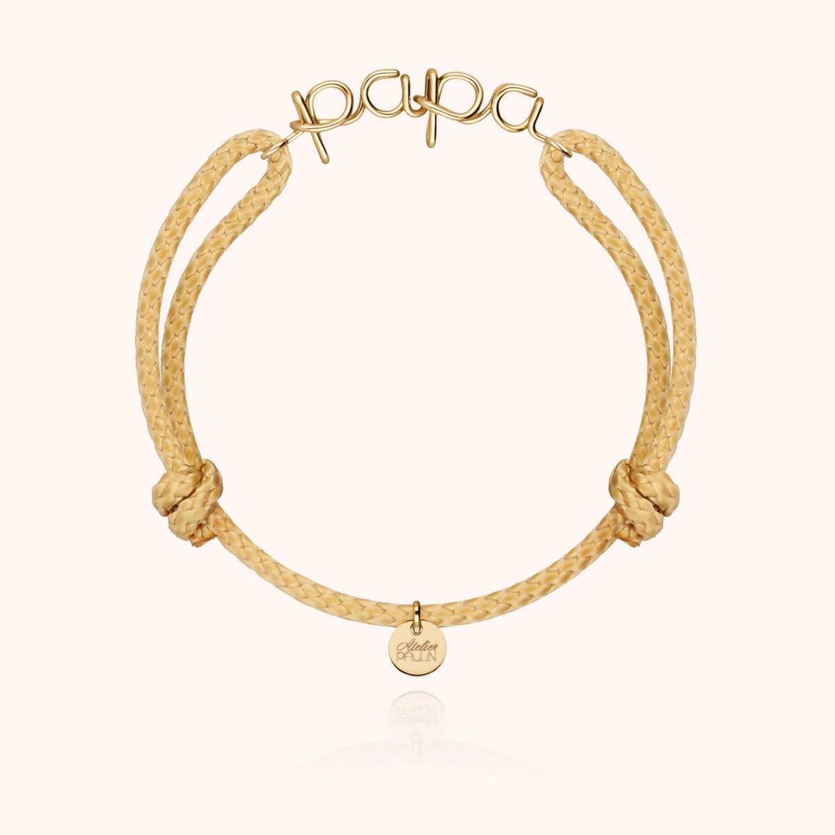 Papa cord bracelet for men. Men's jewellery handcrafted in Paris by Atelier Paulin in 14k yellow gold-filled --colour_nude