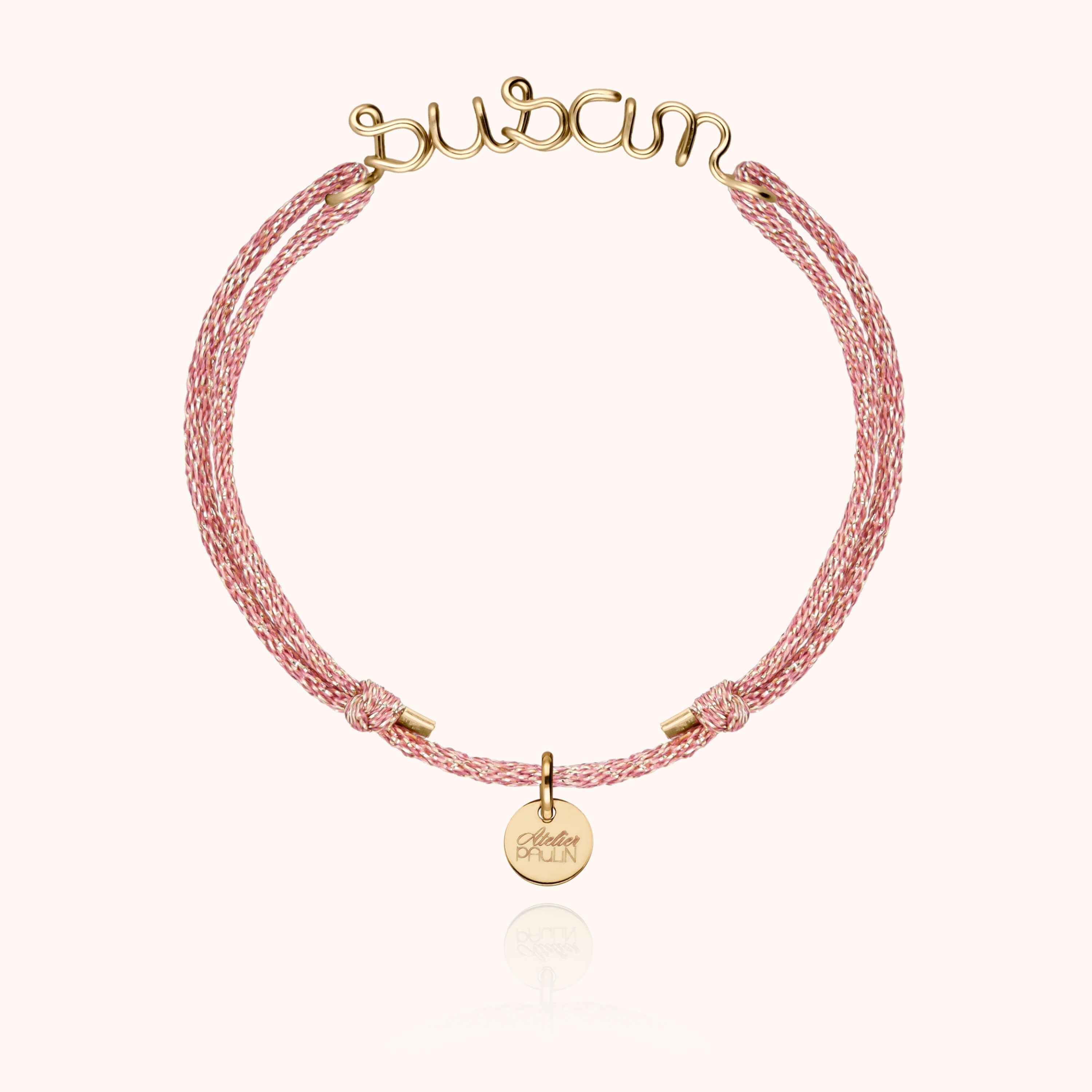 lurex cord bracelet personalised name atelier paulin --colour_rose bubblegum