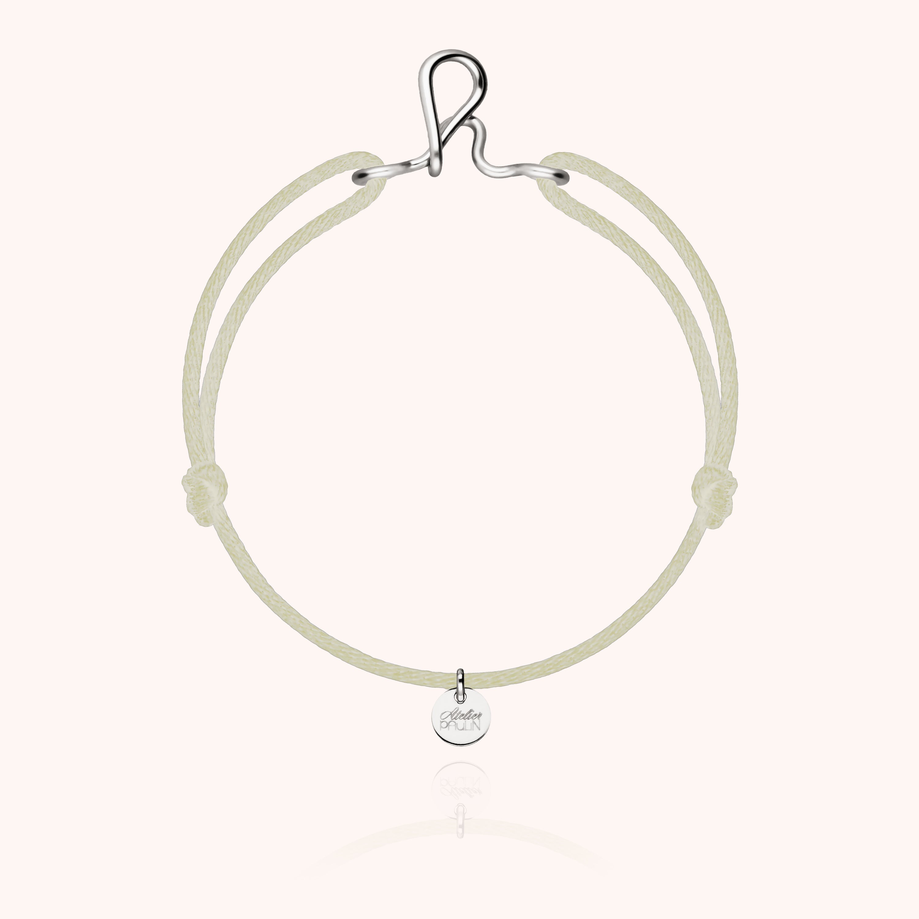 silk cord bracelet personalised letter initial silver atelier paulin --colour_nude