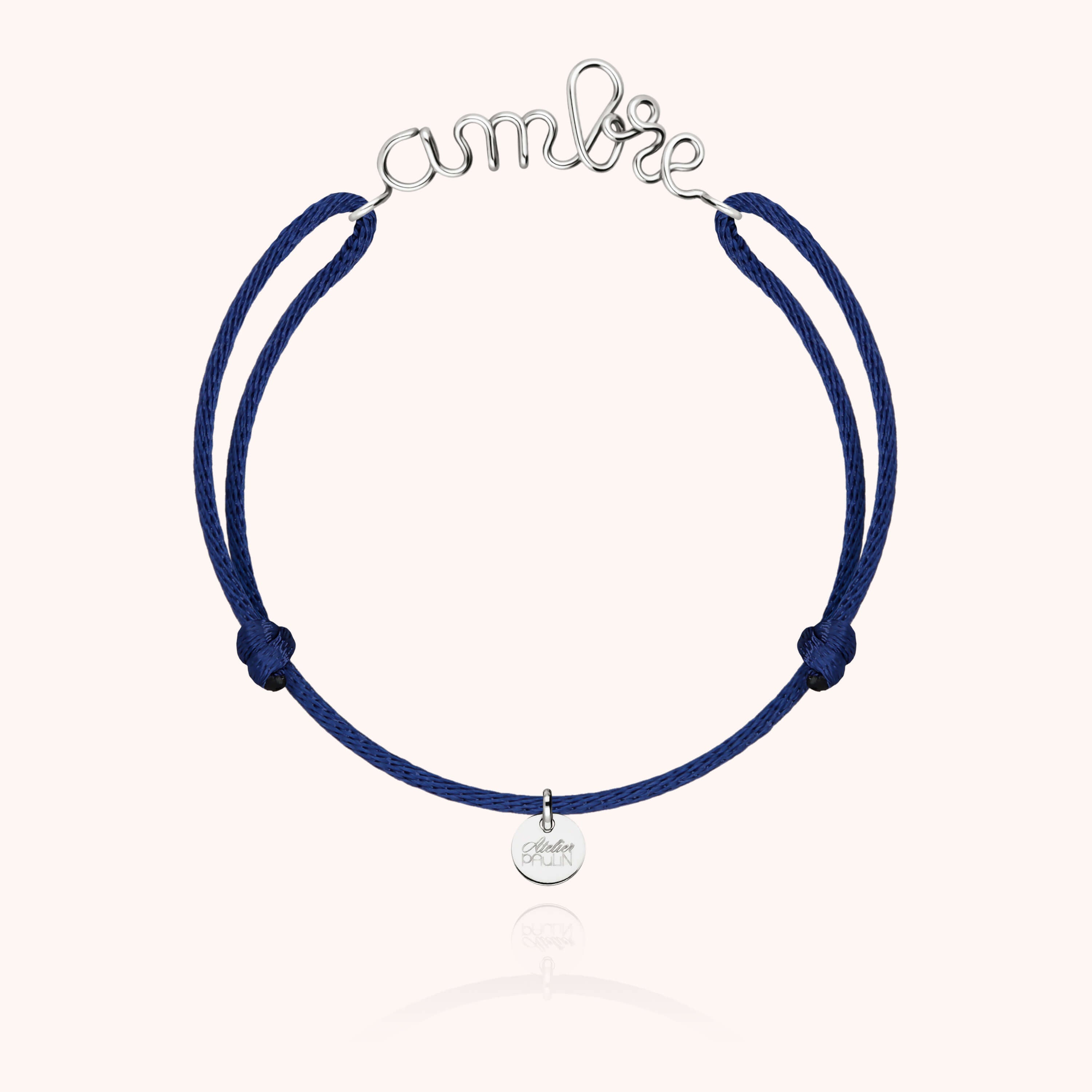 cord bracelet personalised name silver Atelier Paulin Australia --colour_midnight blue