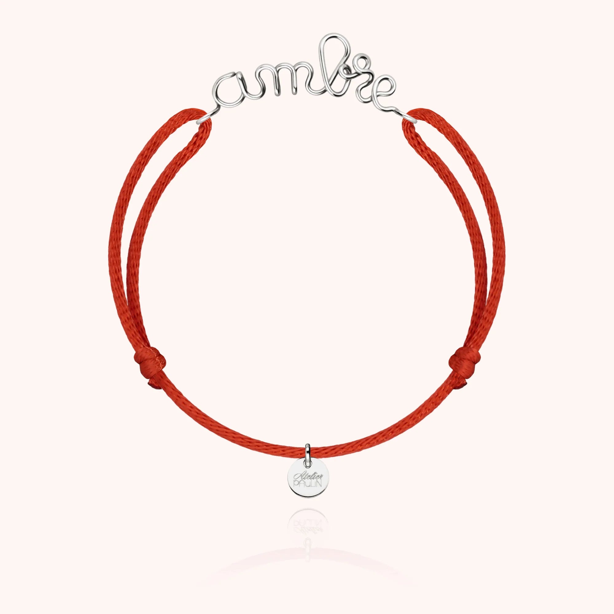 cord bracelet personalised name silver Atelier Paulin Australia --colour_red