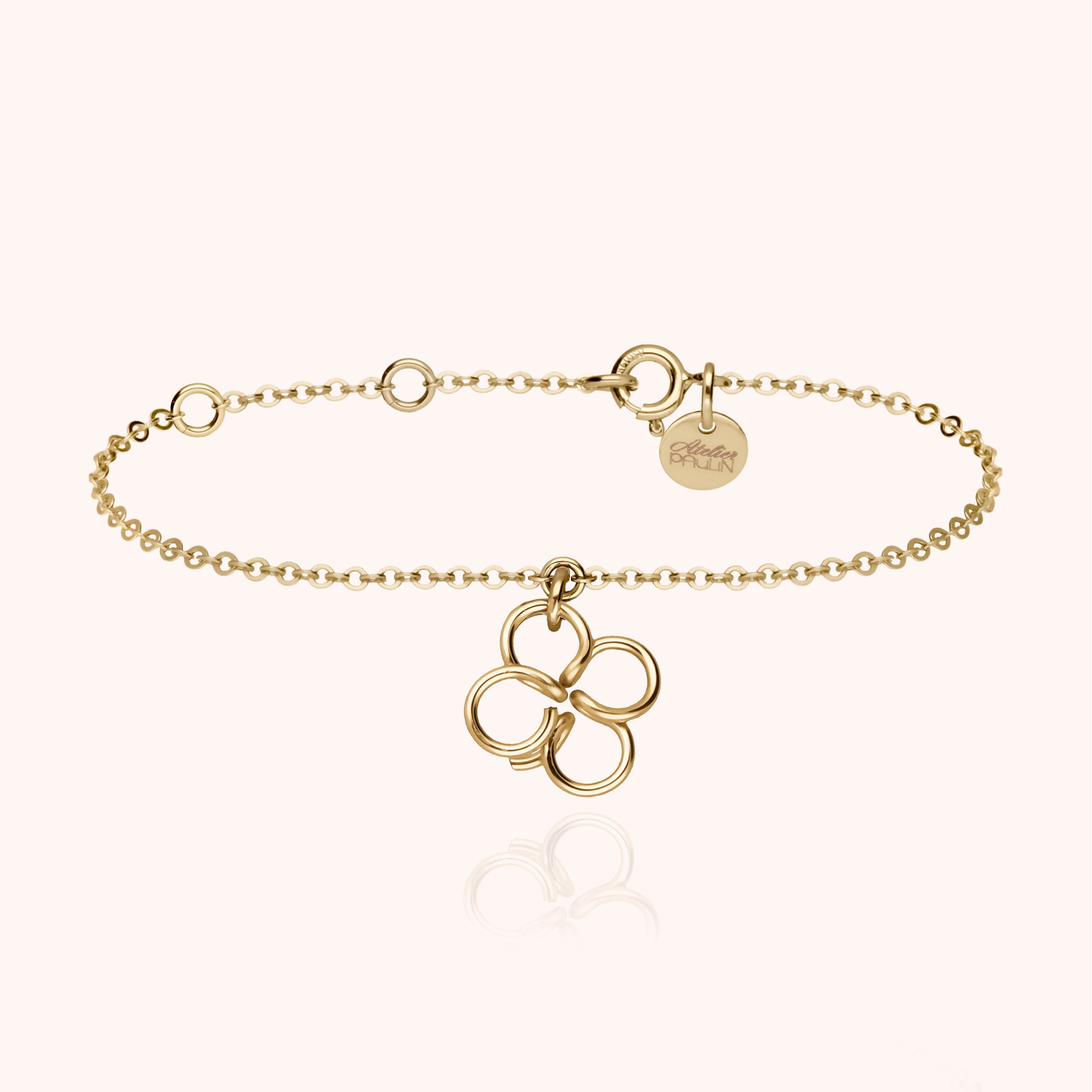 Lucky One Clover Charm Bracelet 14k yellow gold-filled handmade Atelier Paulin Australia