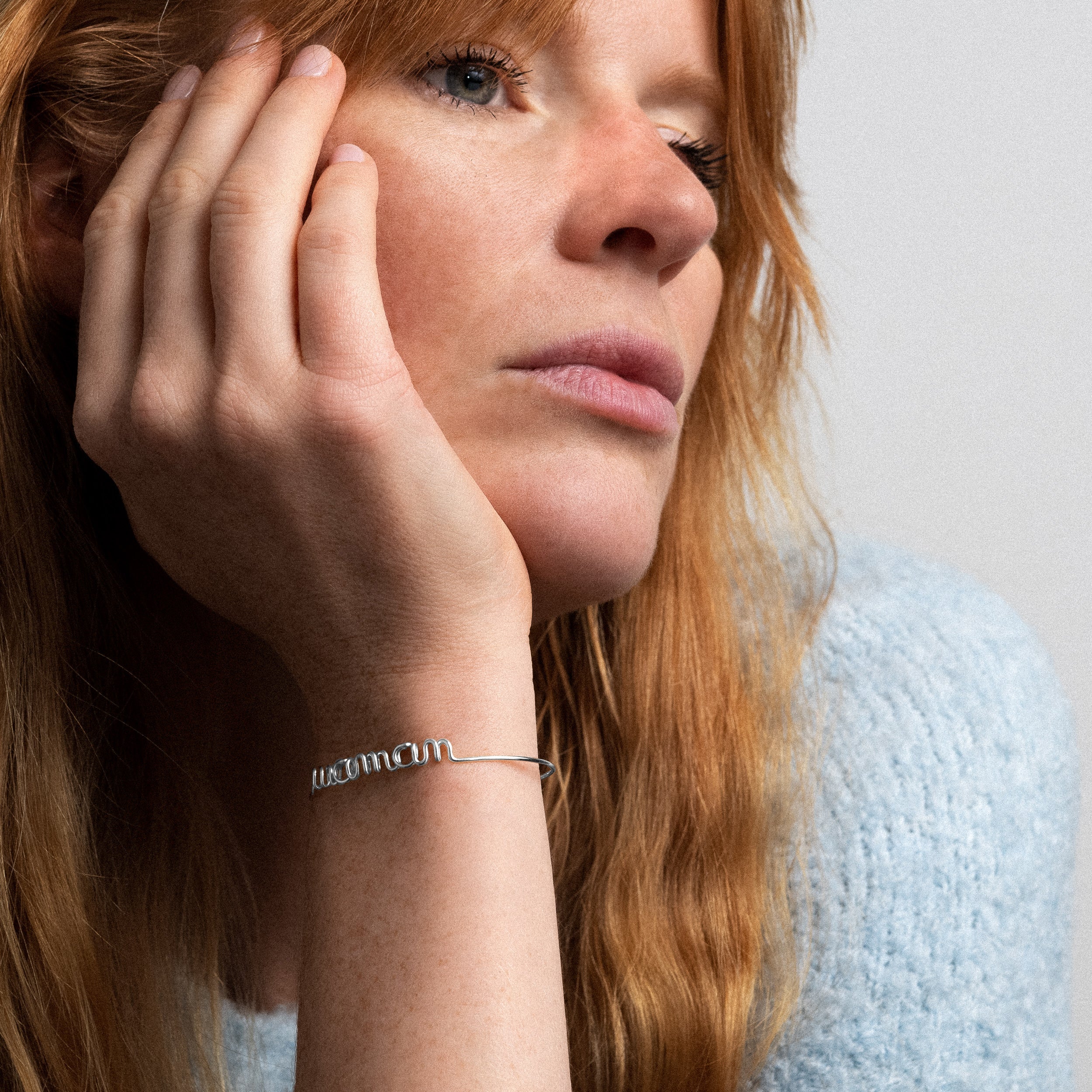 Original wire bracelet word maman silver worn on wrist handmade in Paris Atelier Paulin Australia