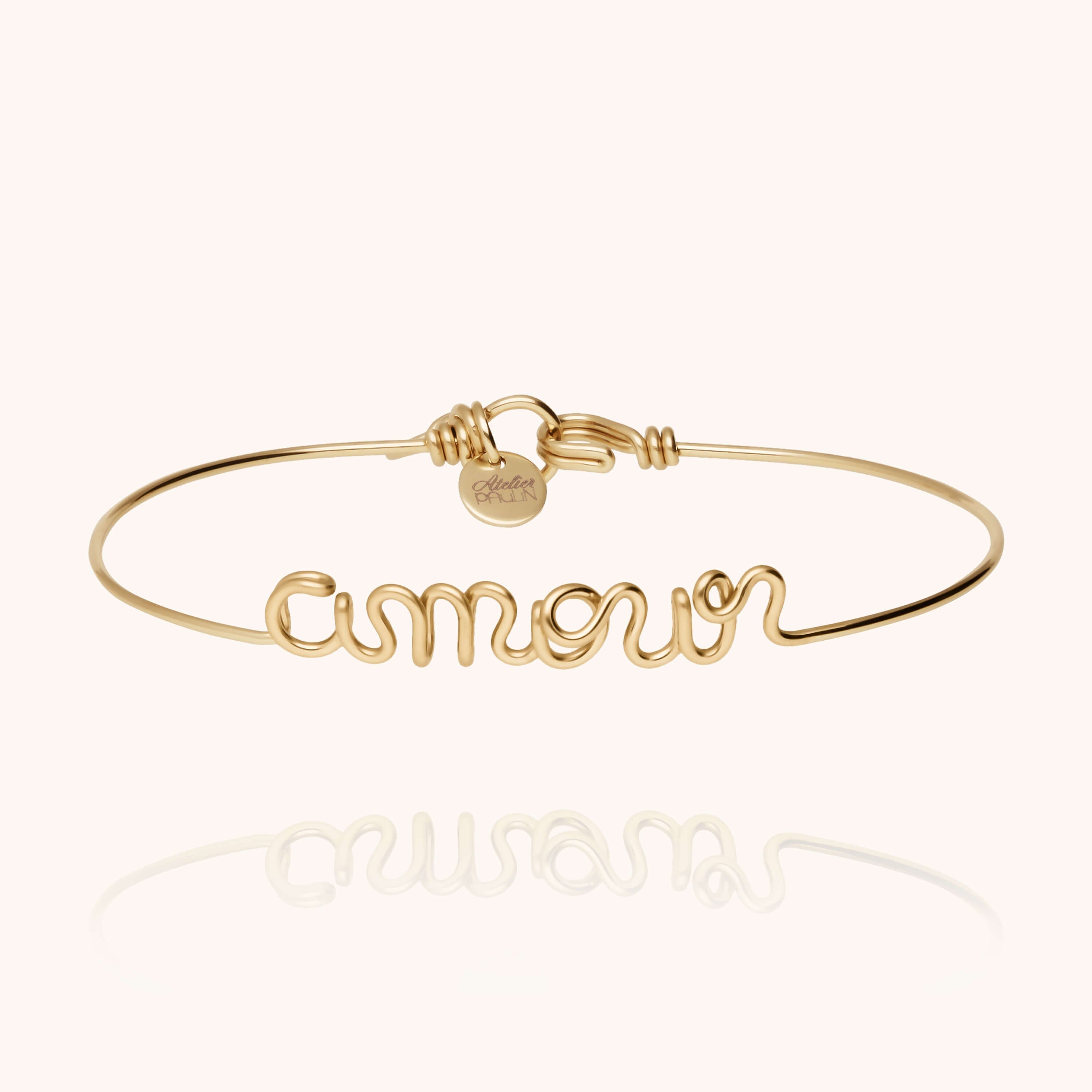 Original bracelet with word Amour 14K yellow gold-filled handmade Atelier Paulin Australia