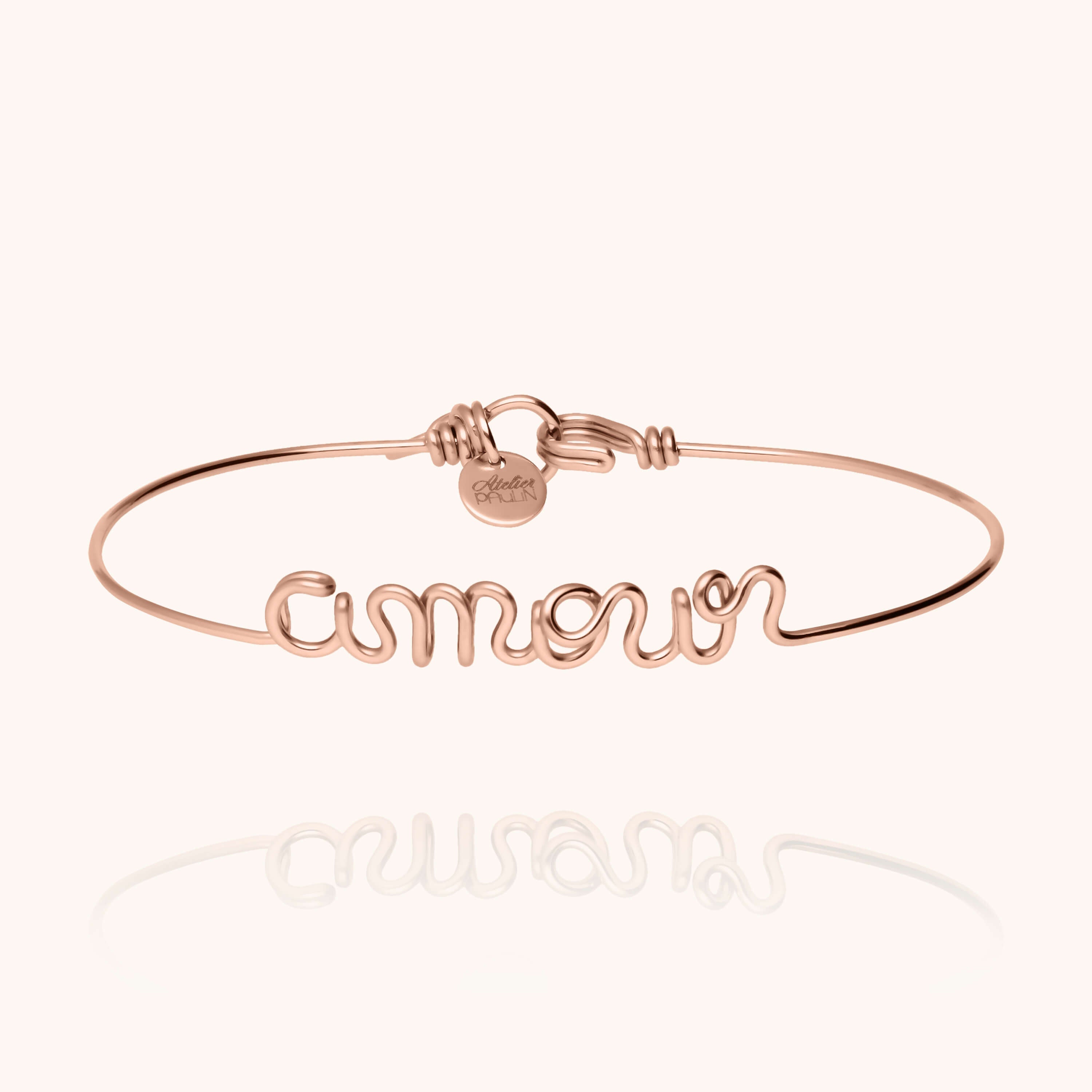 Original bracelet with word Amour 14K rose gold-filled handmade Atelier Paulin Australia