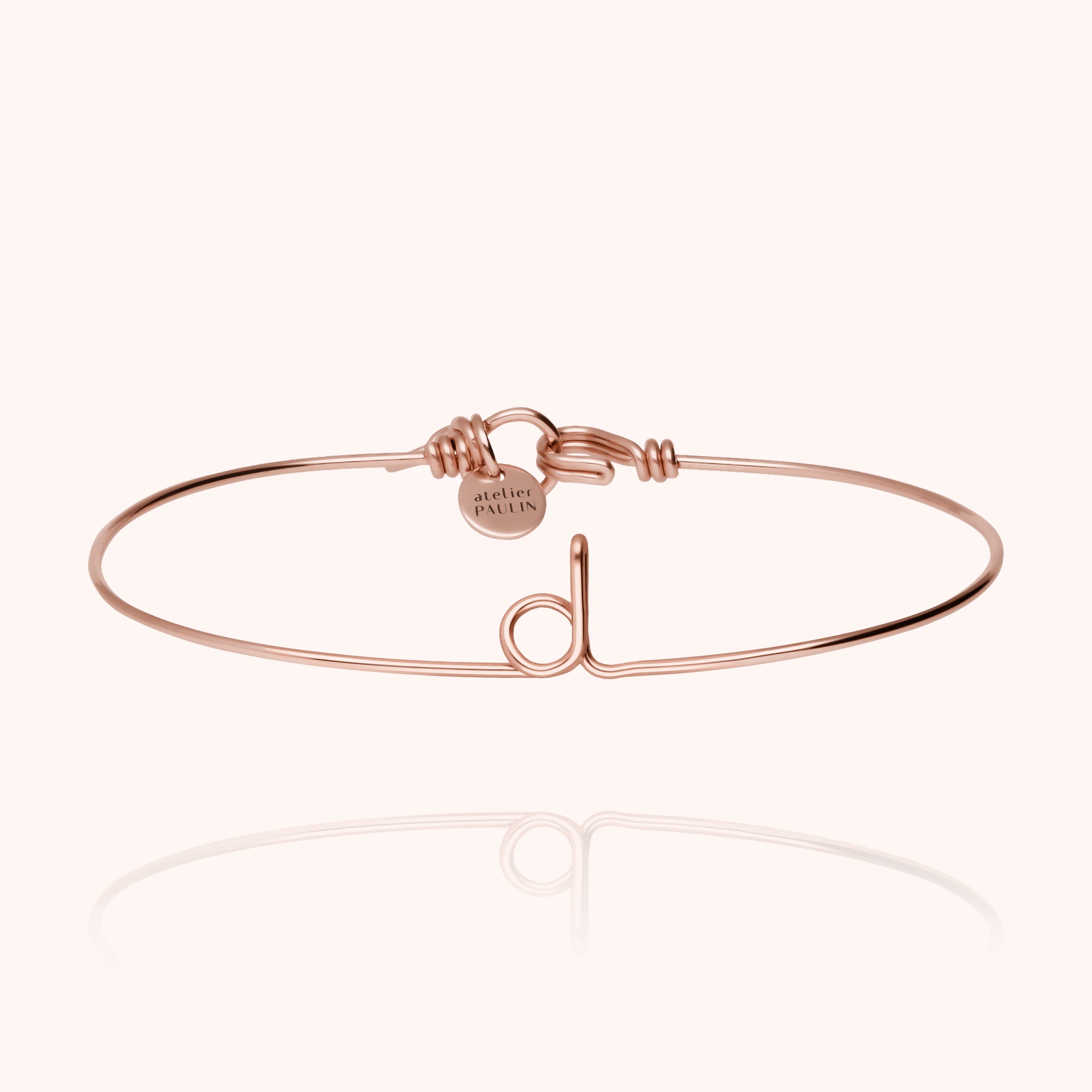 personalised jewellery initial bangle letter d 14k rose gold-filled handmade Atelier Paulin Australia