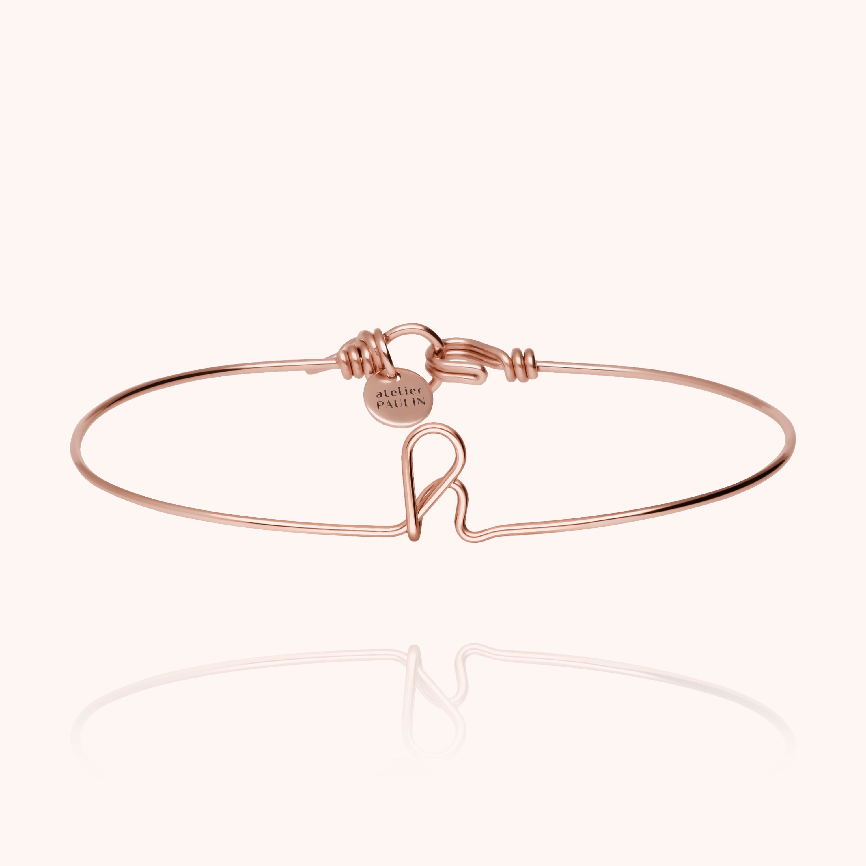 personalised jewellery initial bangle letter h 14k rose gold-filled handmade Atelier Paulin Australia