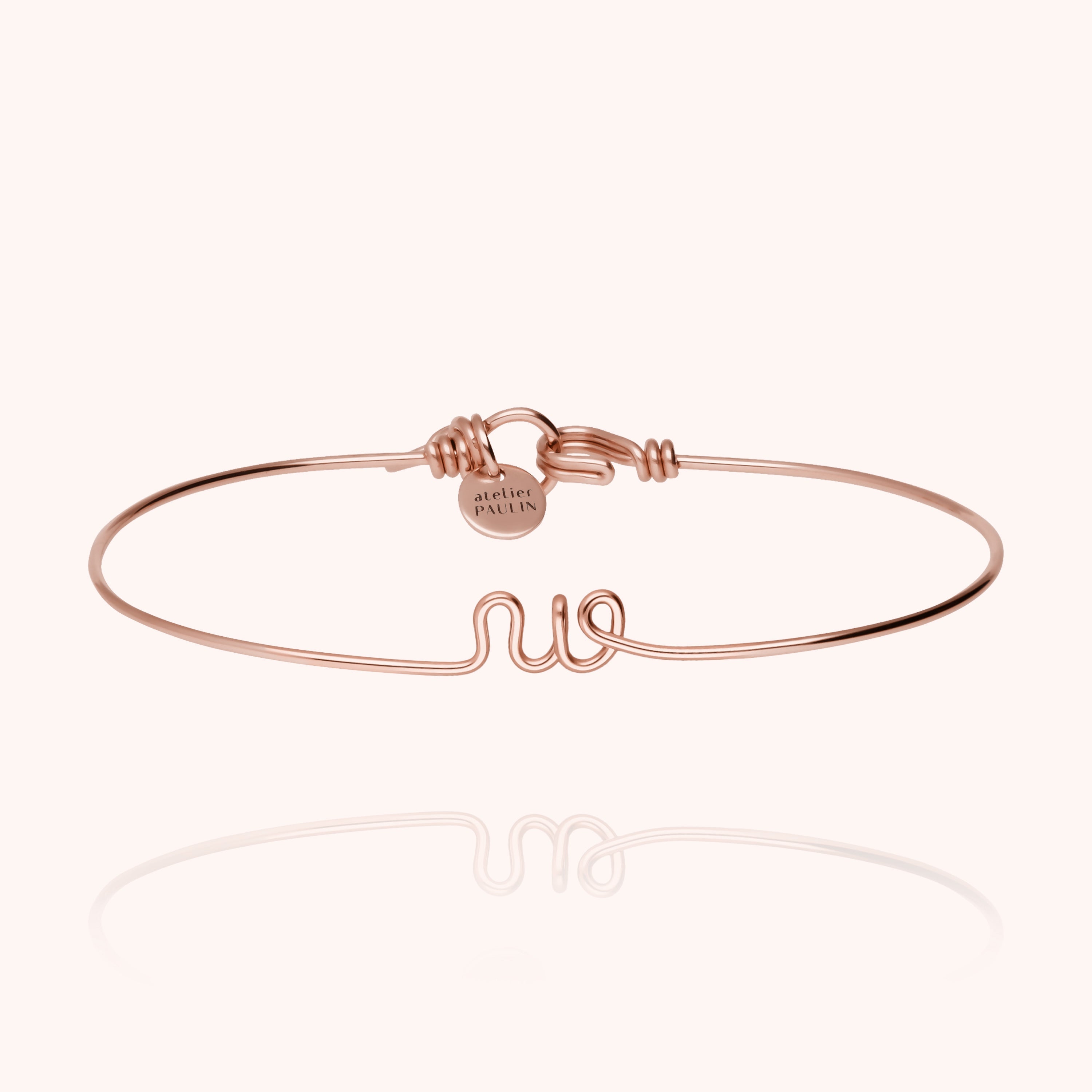 personalised jewellery initial bangle letter w 14k rose gold-filled handmade Atelier Paulin Australia