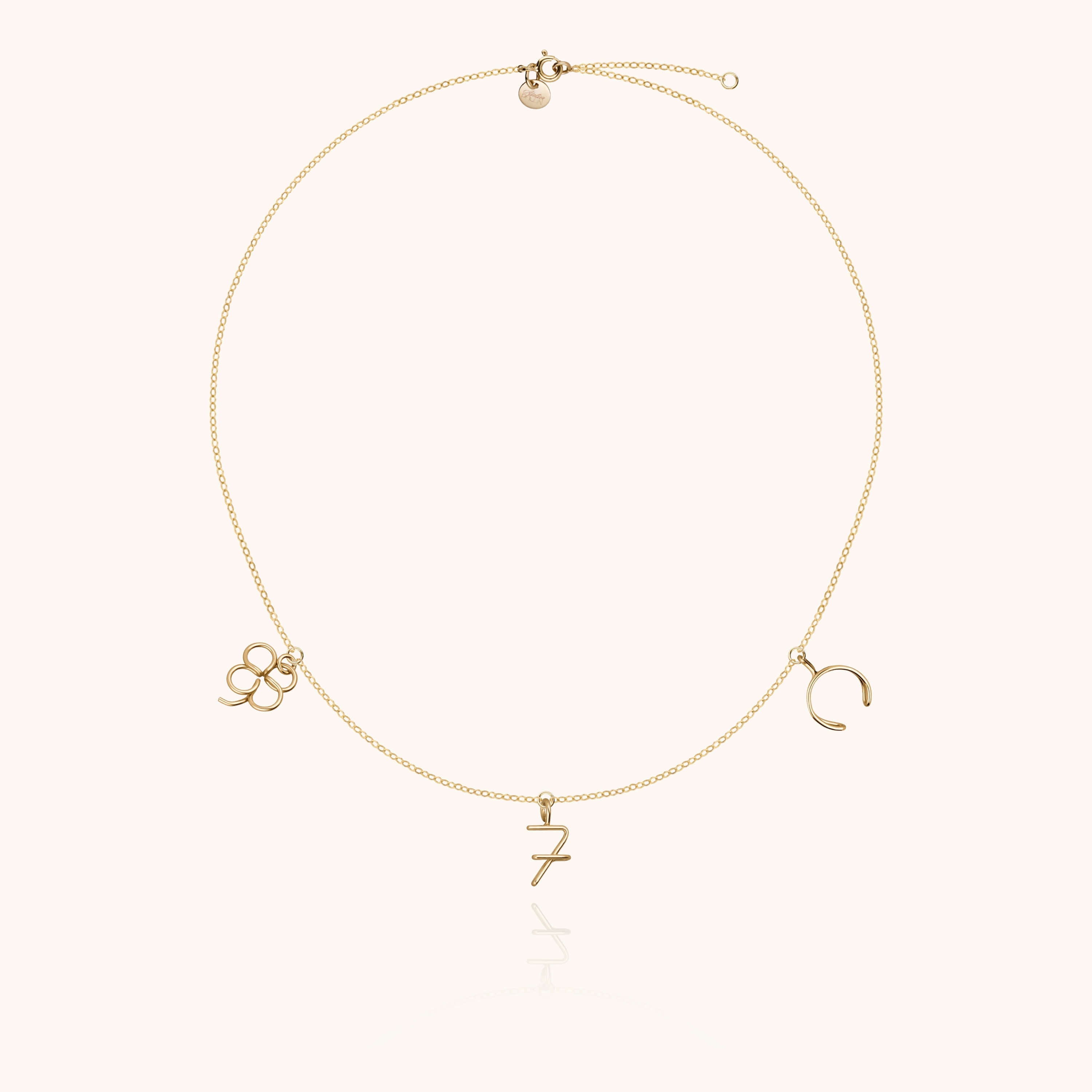 Charms Necklace Wish Me Luck - 14k yellow gold-filled