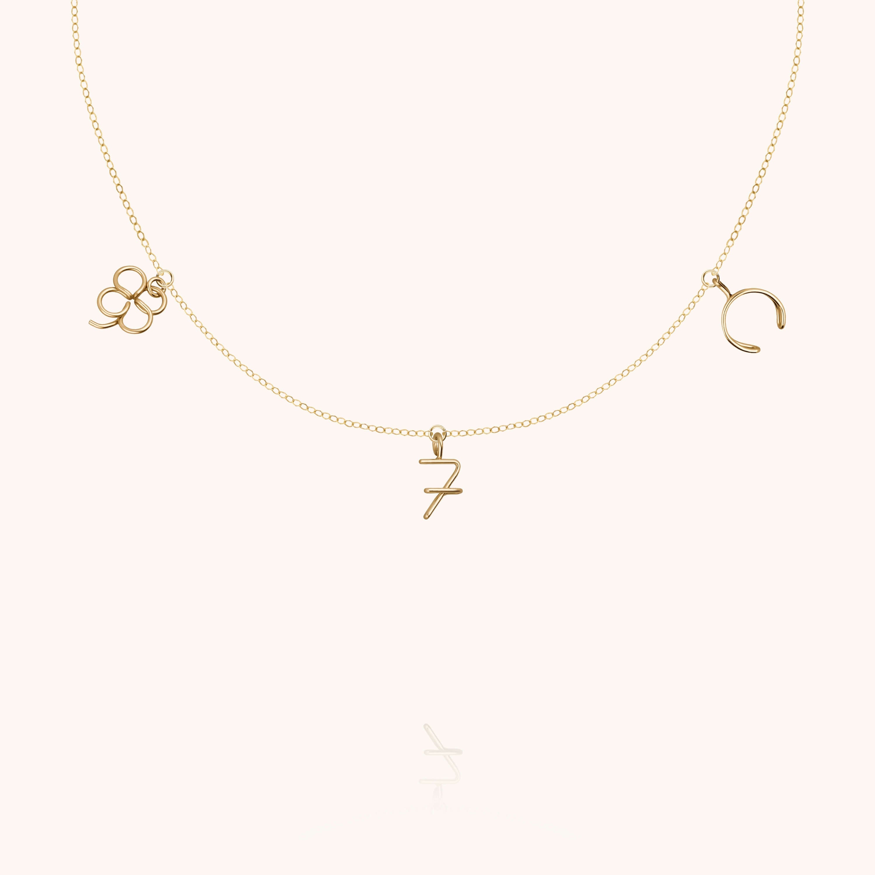 Charms Necklace Wish Me Luck 14k yellow gold-filled handmade in France Atelier Paulin Australia