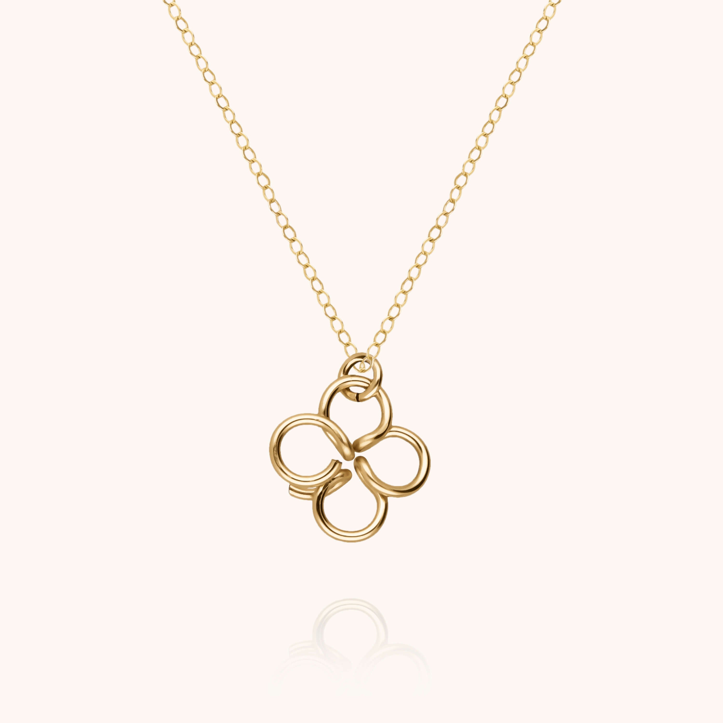 Lucky One Clover pendant charm chain necklace 14K yellow gold-filled handcrafted Atelier Paulin Australia