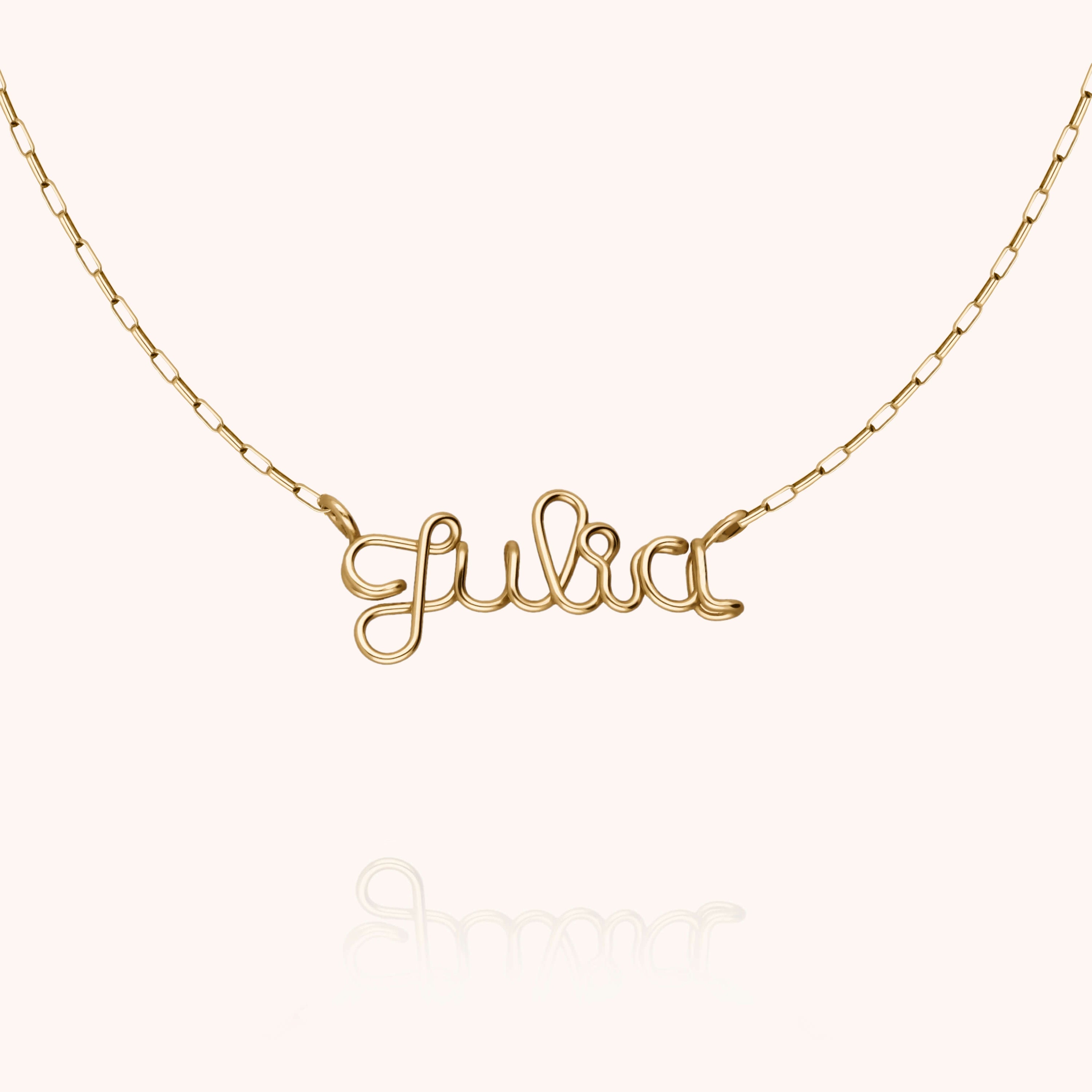 Richelieu Paperclip chain Necklace personalised with name 14k yellow gold-filled handcrafted Atelier Paulin Australia