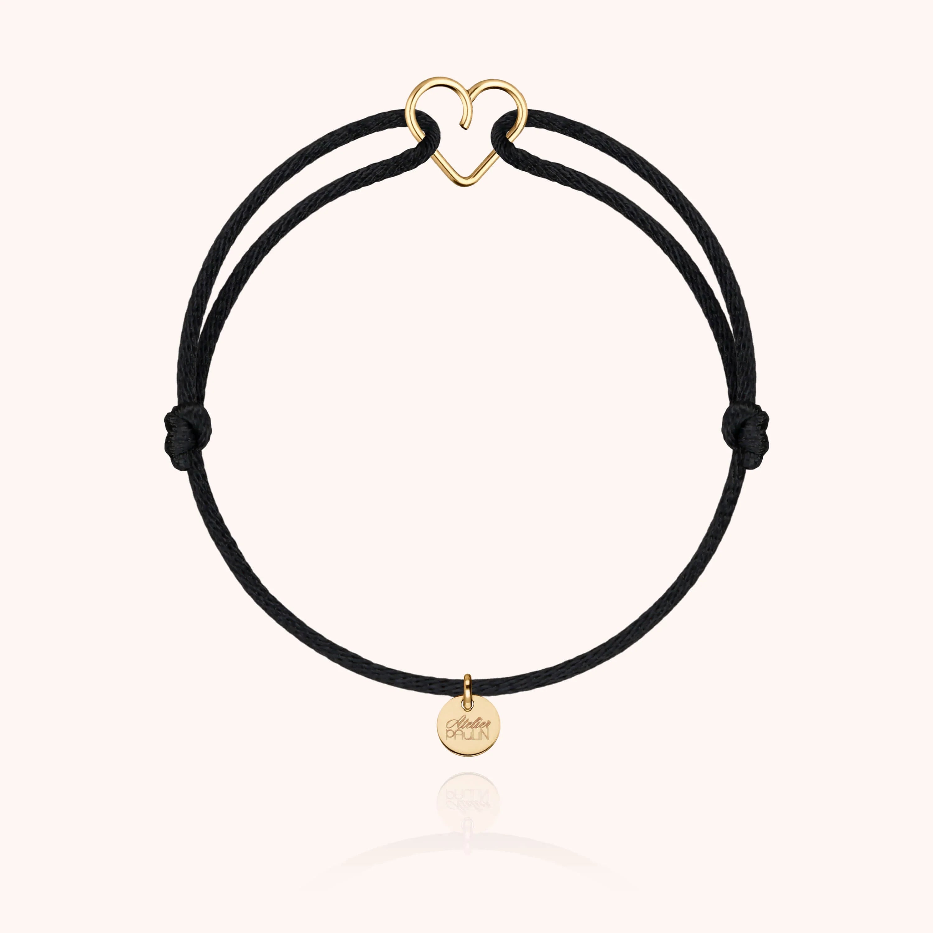 Mini heart shaped cord bracelet kids 14k yellow gold-filled atelier paulin --colour_black