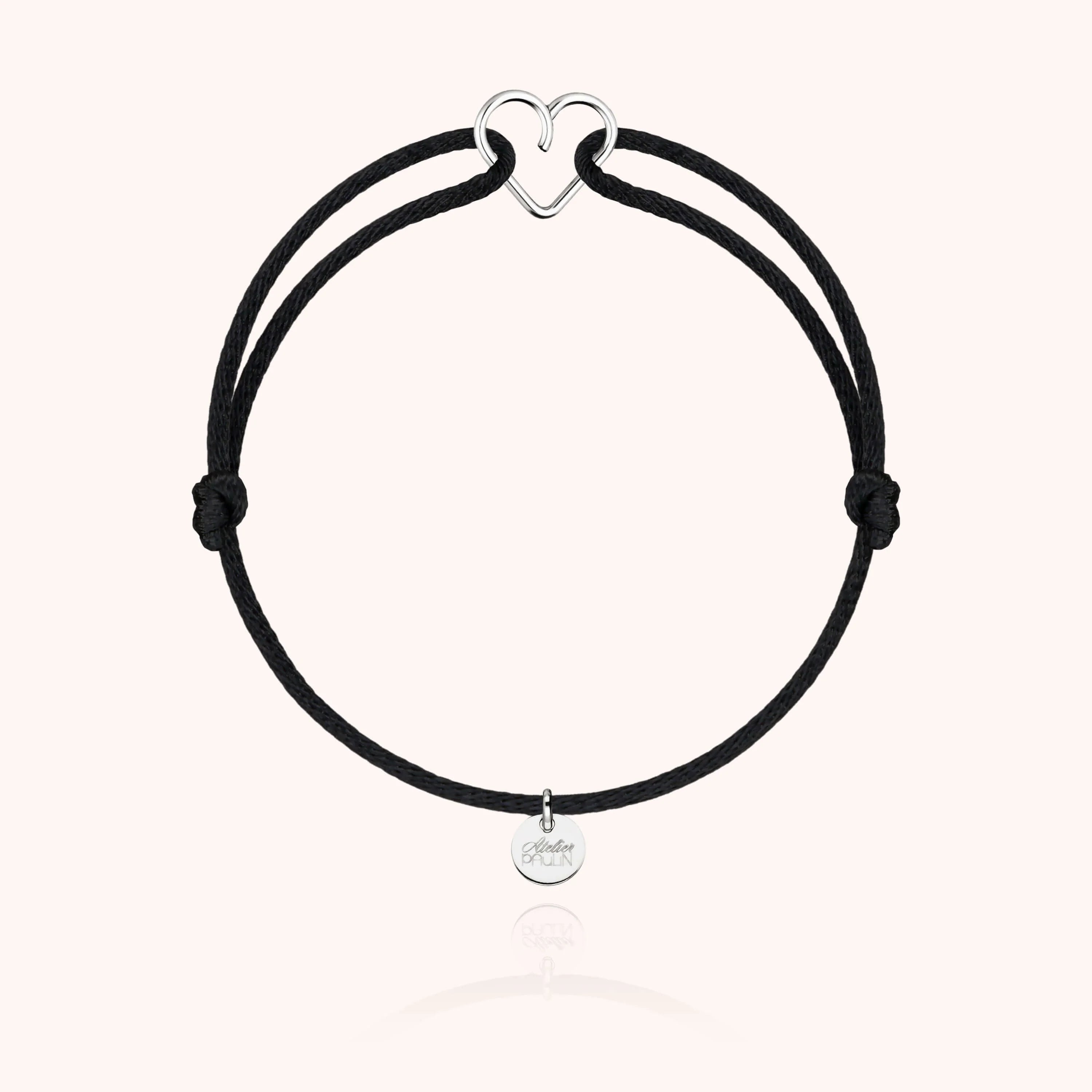 Mini heart shaped cord bracelet kids atelier paulin --colour_black