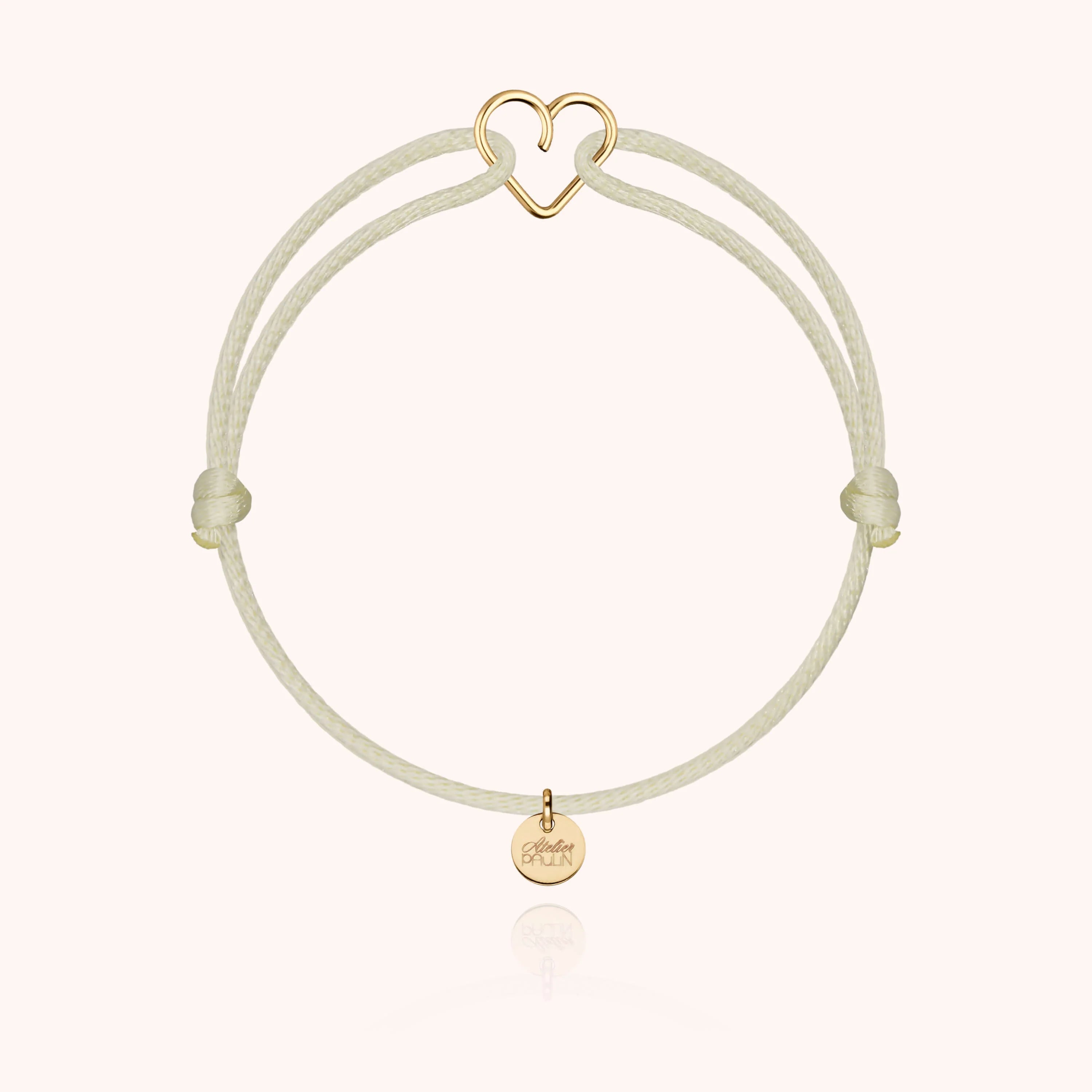 Mini heart shaped cord bracelet kids 14k yellow gold-filled atelier paulin --colour_nude