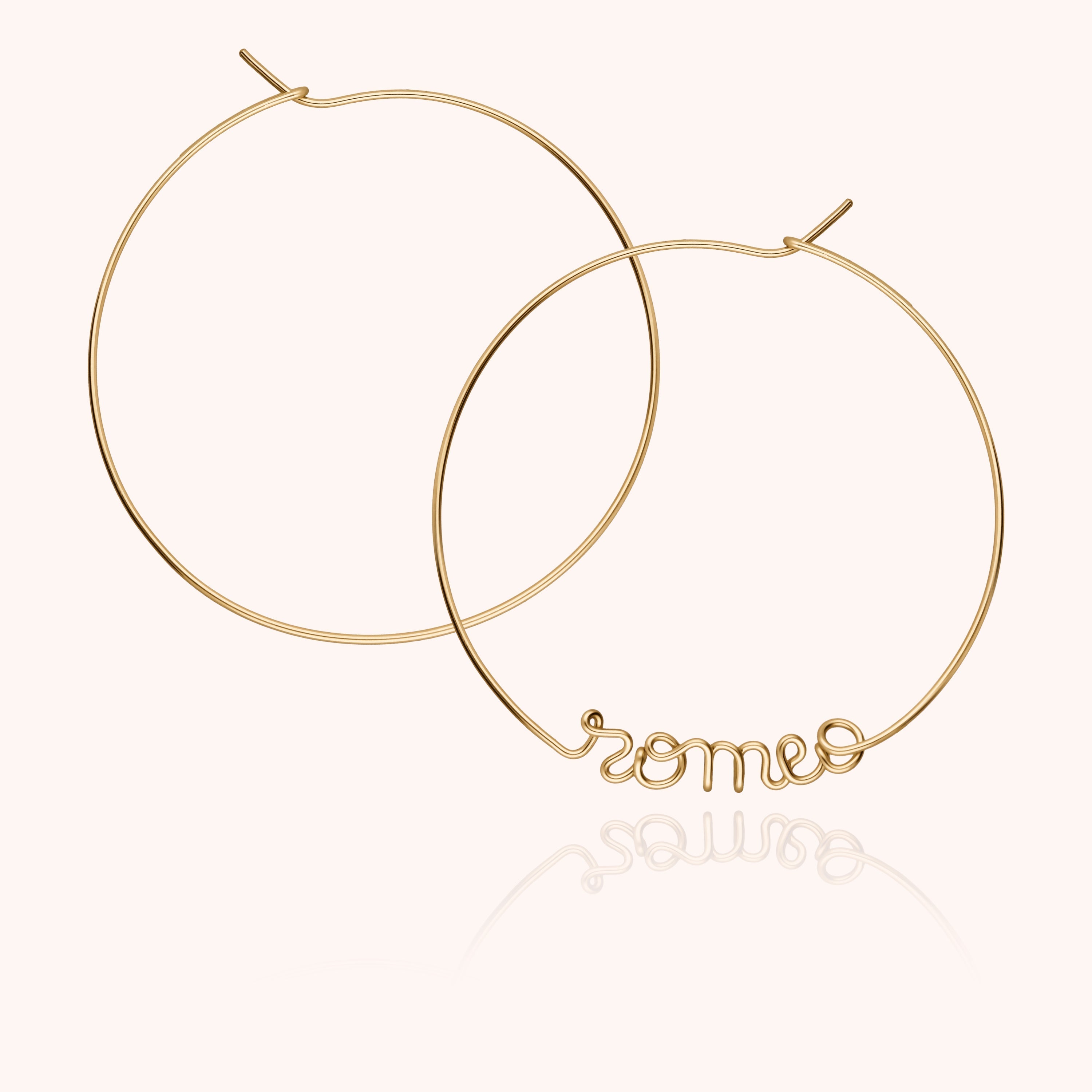 Original hoop earrings personalised with name 14k yellow gold-filled handcrafted Atelier Paulin Australia