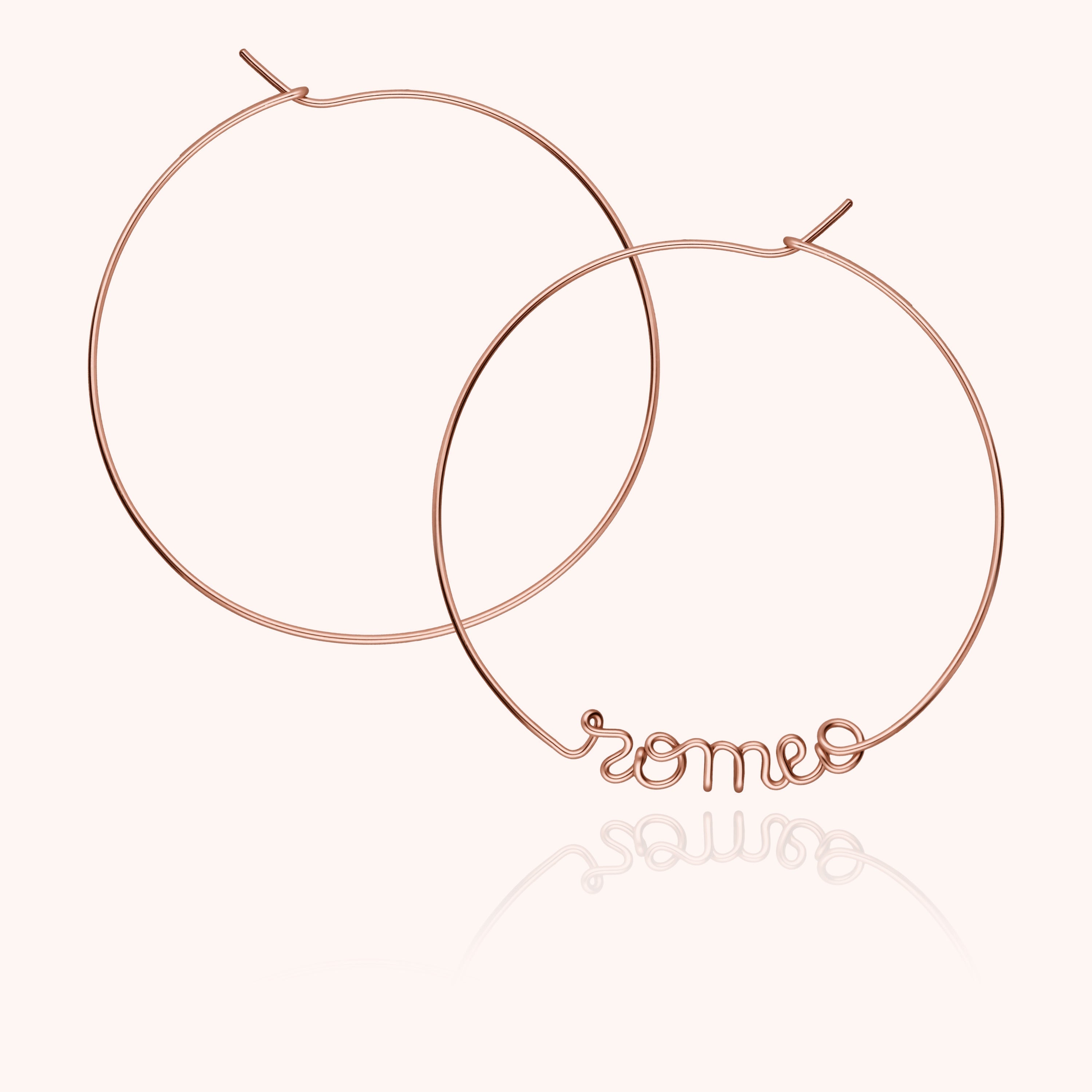 Original hoop earrings personalised with name 14k rose gold-filled handcrafted Atelier Paulin Australia