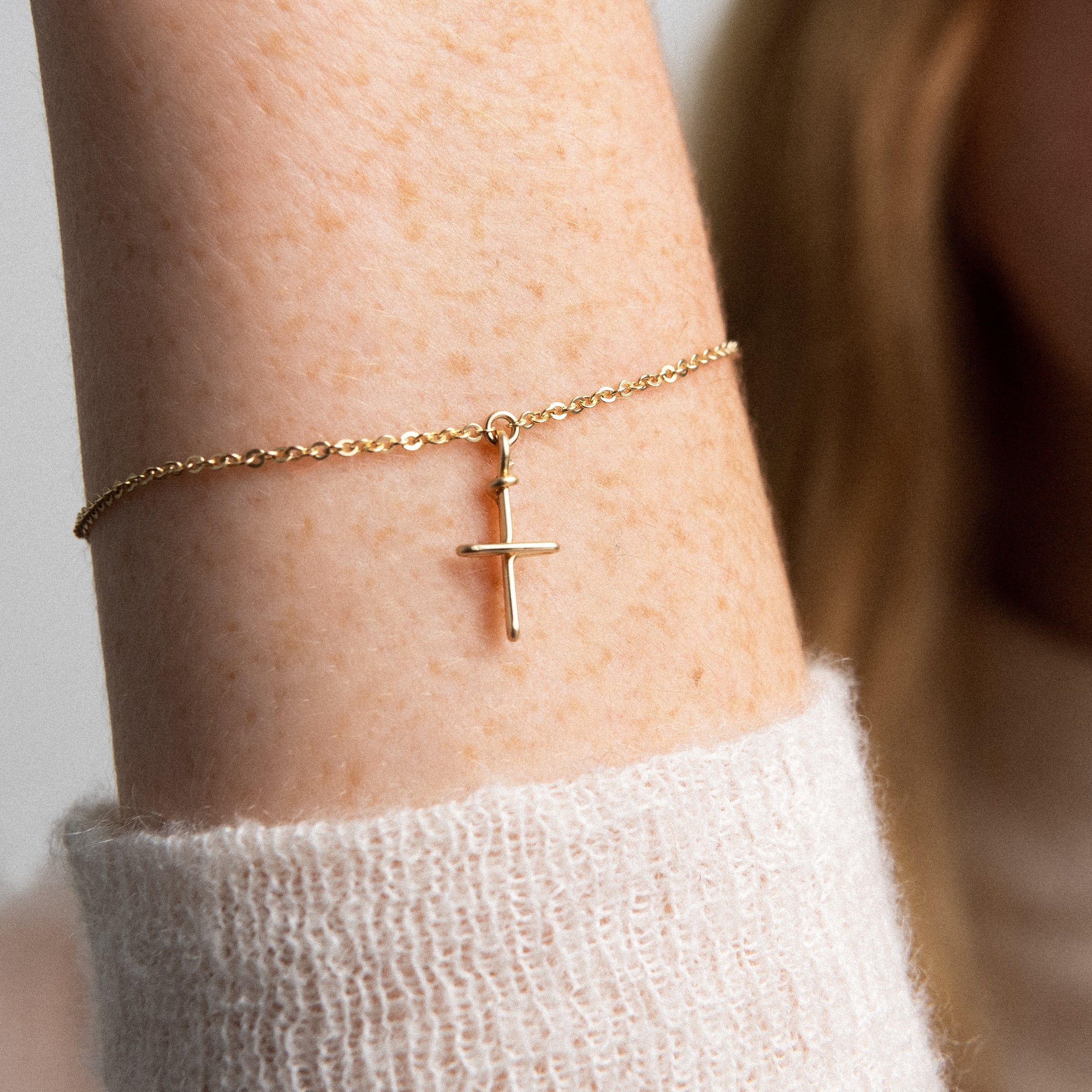 Symbolic Cross Bracelet - 14k yellow gold-filled