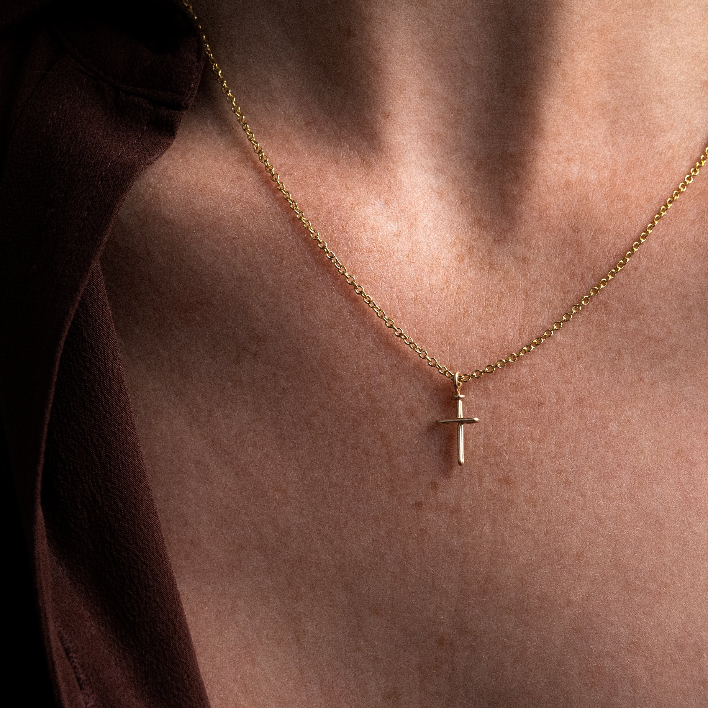 Symbolic Cross Necklace - 14k yellow gold-filled