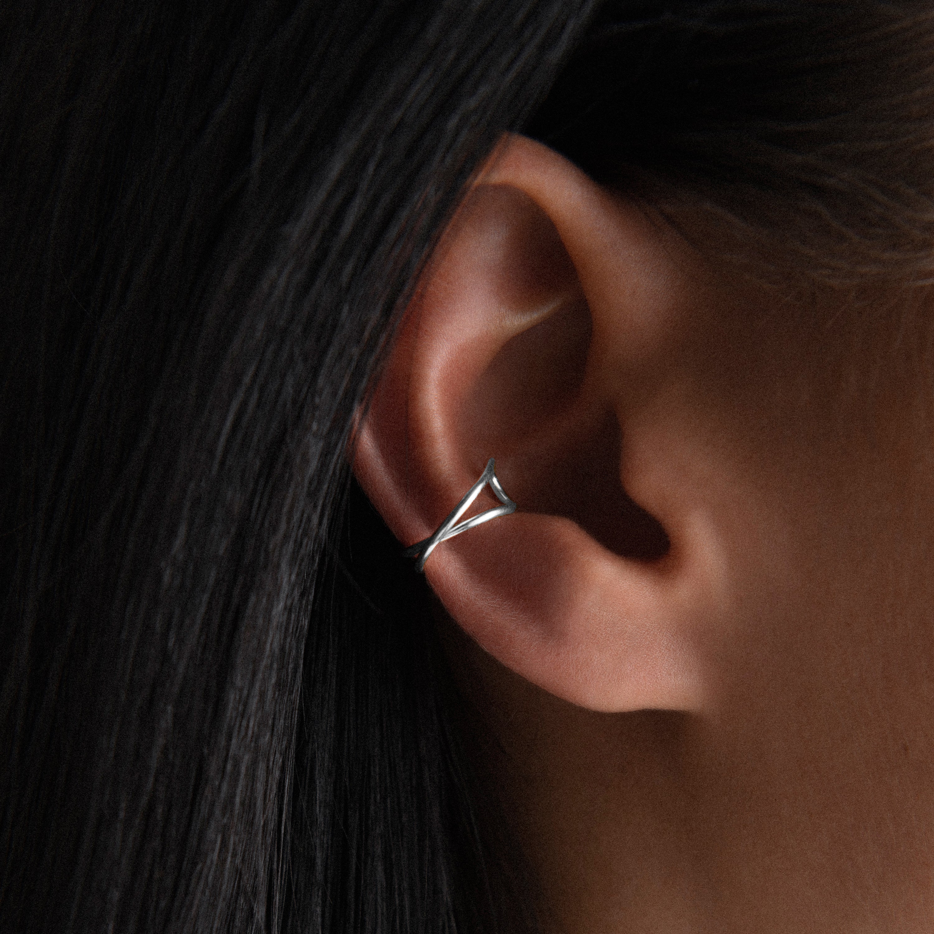 Outline ear cuff letter l silver worn on ear no whole Atelier Paulin Australia