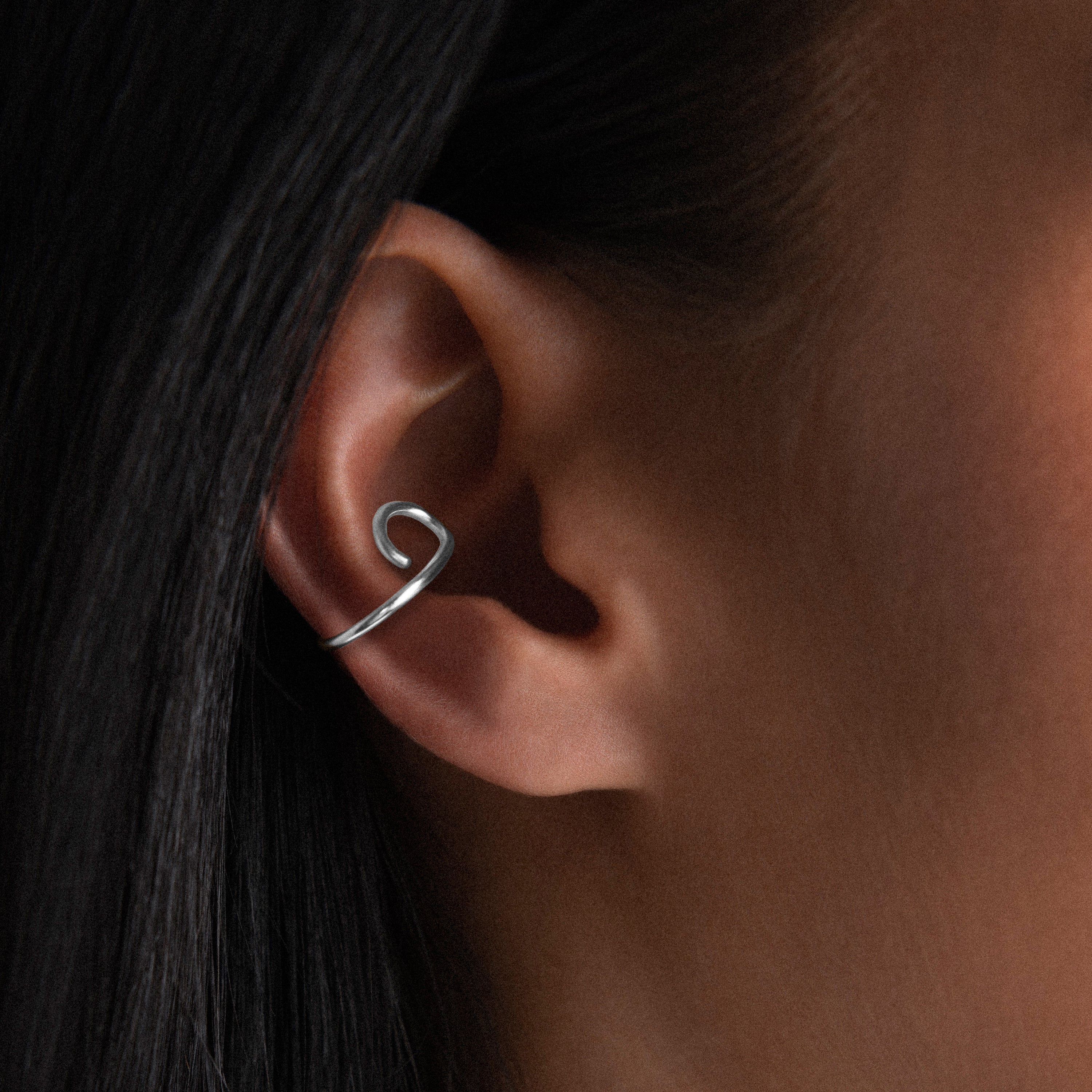 Outline ear cuff letter o silver worn on ear no whole Atelier Paulin Australia