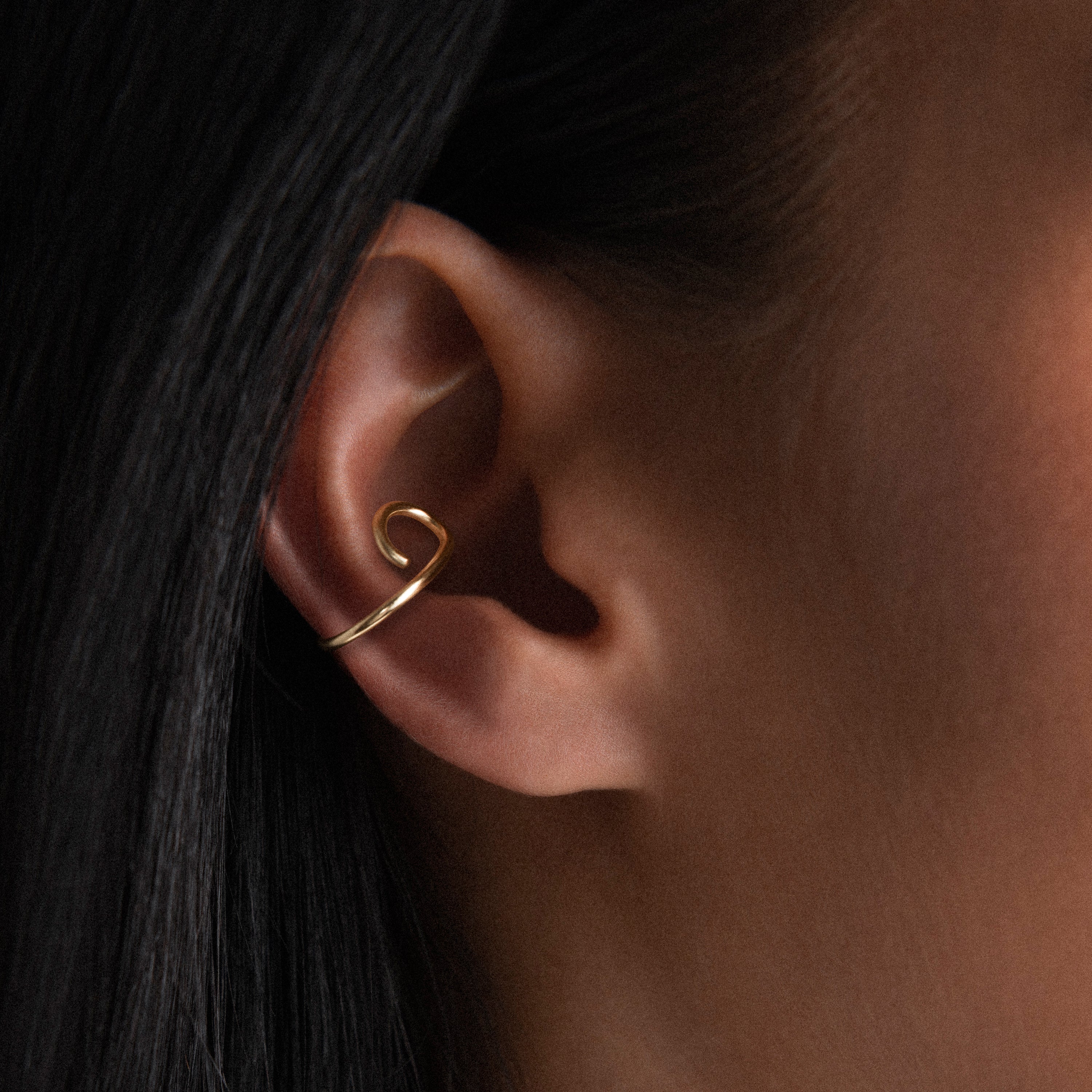 Outline ear cuff letter o yellow gold worn on ear no whole Atelier Paulin Australia