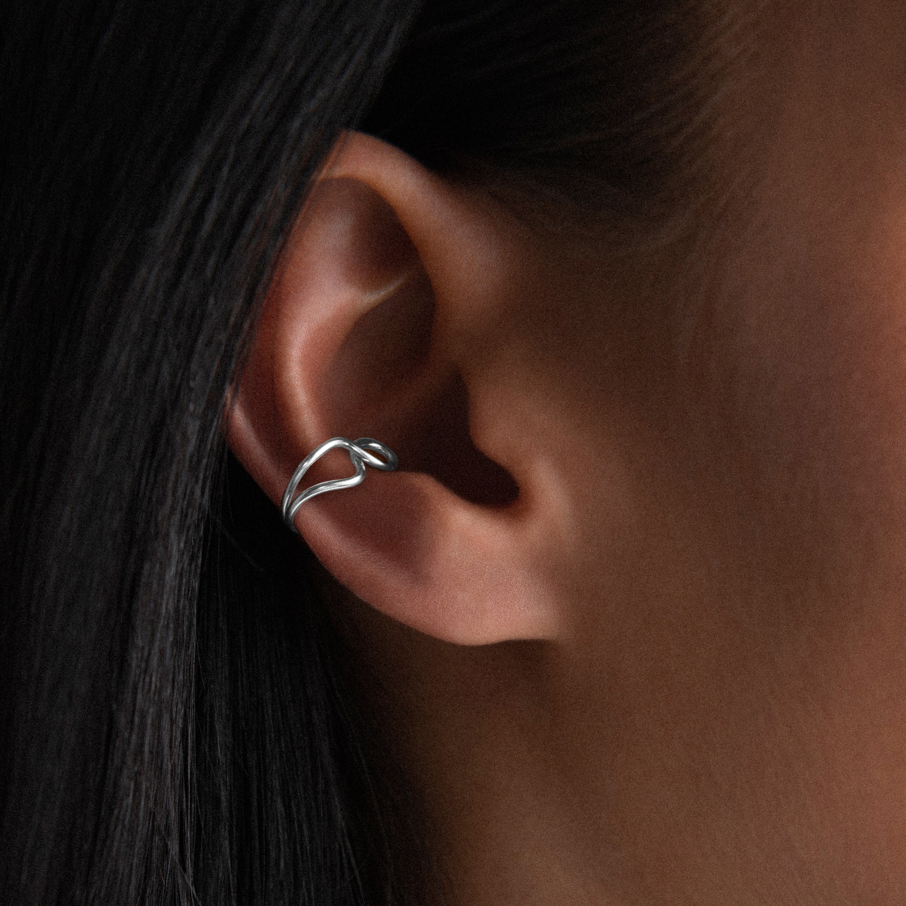 Outline ear cuff letter v silver worn on ear no whole Atelier Paulin Australia