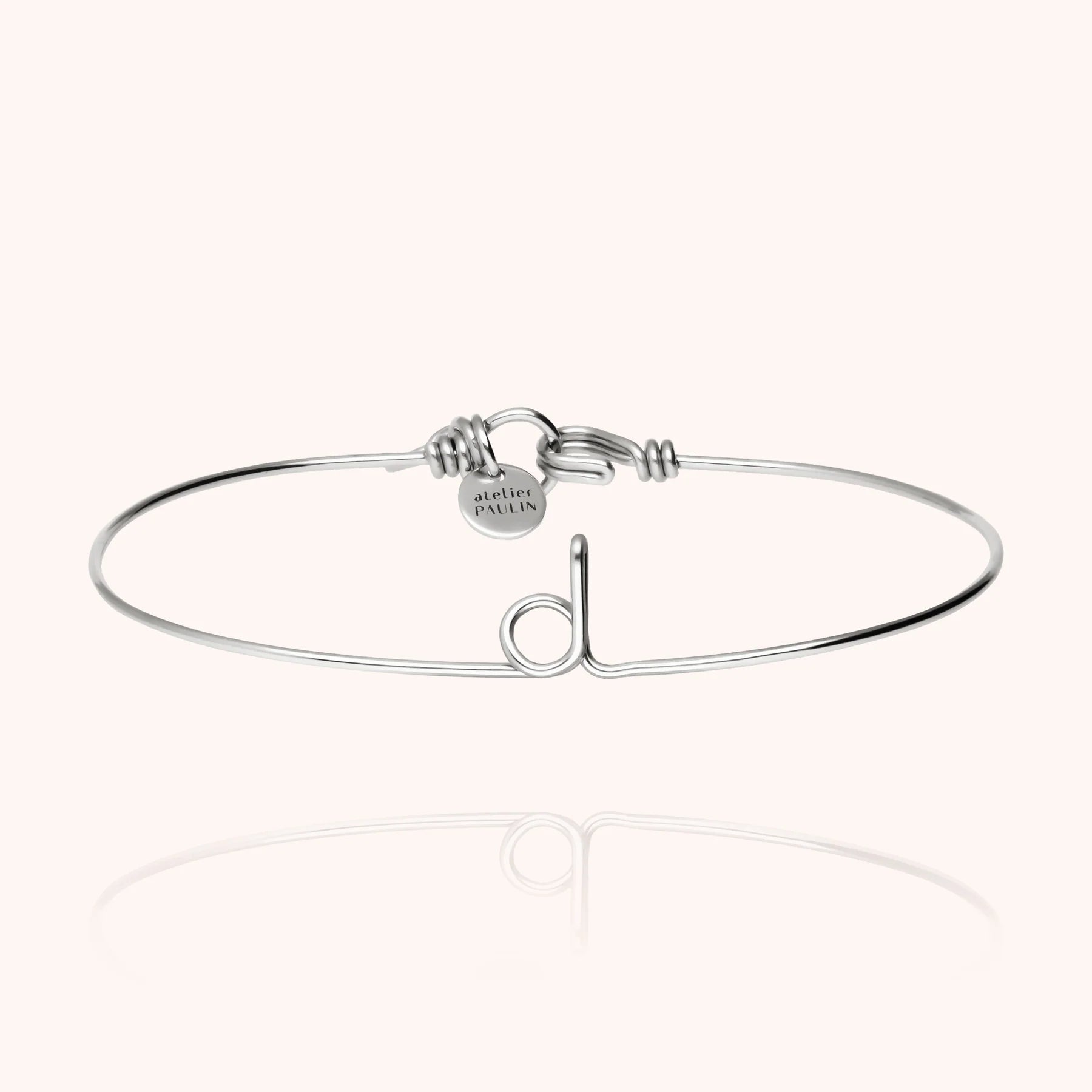 personalised initial bangle bracelet letter D silver jewellery handmade Atelier Paulin Australia
