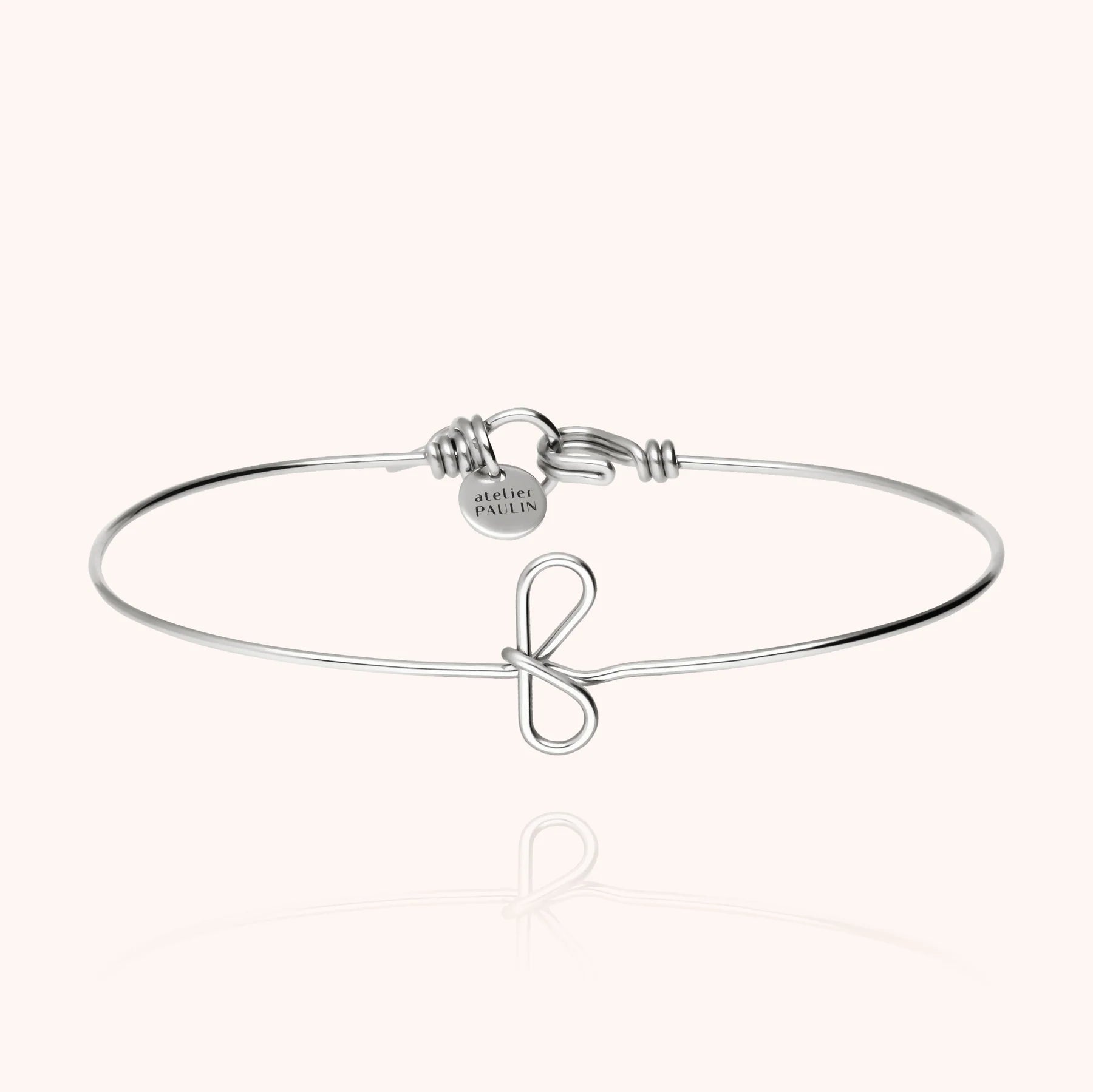 personalised initial bangle bracelet letter F silver jewellery handmade Atelier Paulin Australia