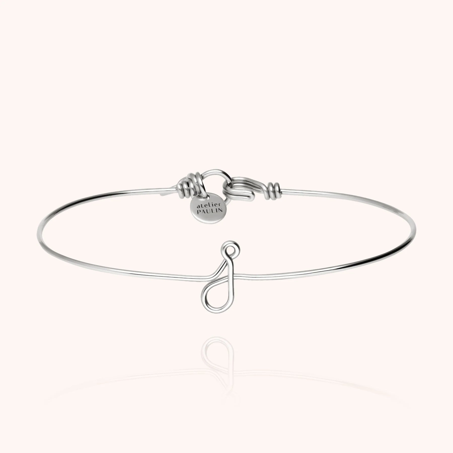 personalised initial bangle bracelet letter J silver jewellery handmade Atelier Paulin Australia