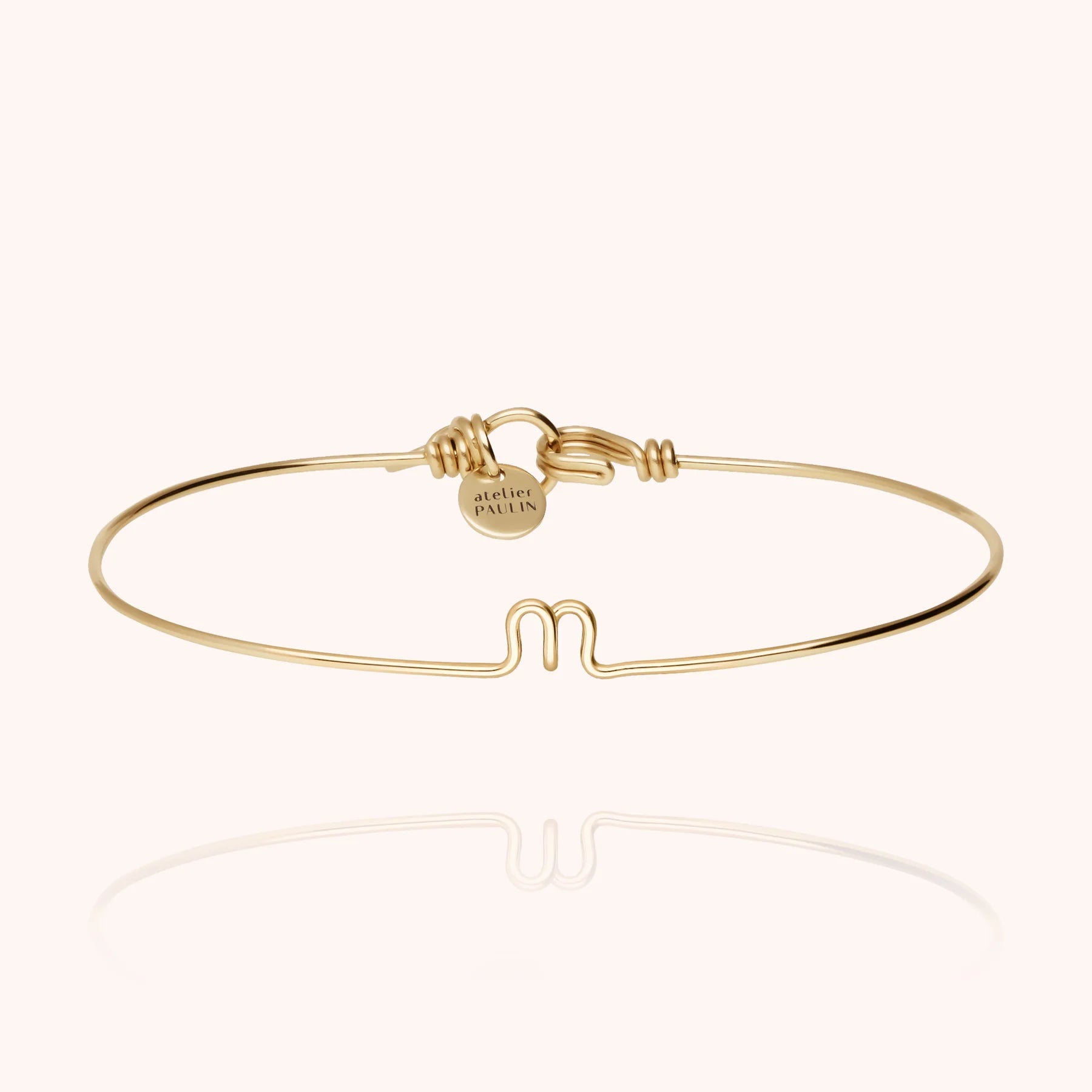 personalised jewellery initial bangle letter n 14k yellow gold-filled handcrafted Atelier Paulin Australia