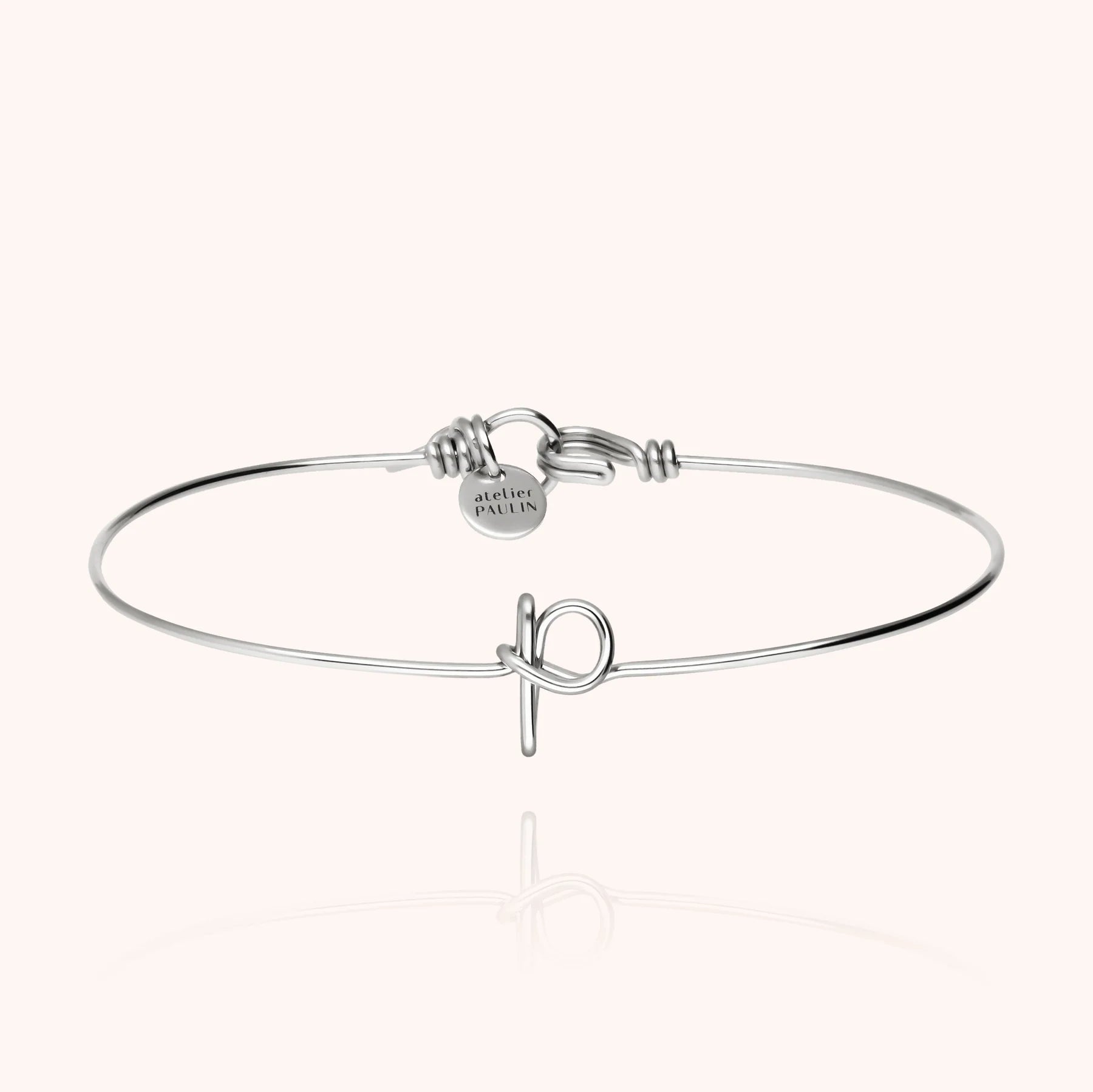 personalised initial bangle bracelet letter P silver jewellery handmade Atelier Paulin Australia