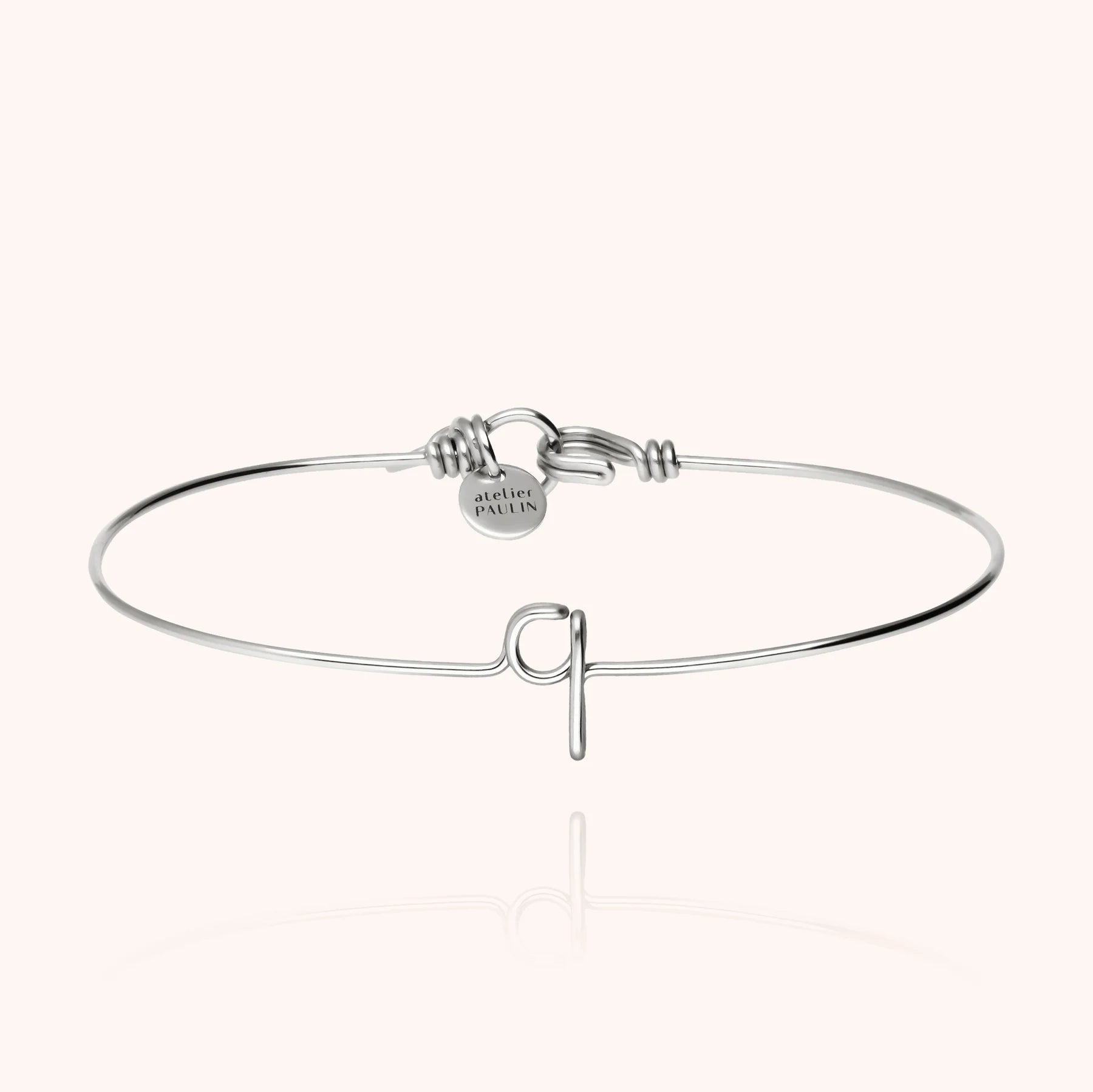 personalised initial bangle bracelet letter Q silver jewellery handmade Atelier Paulin Australia