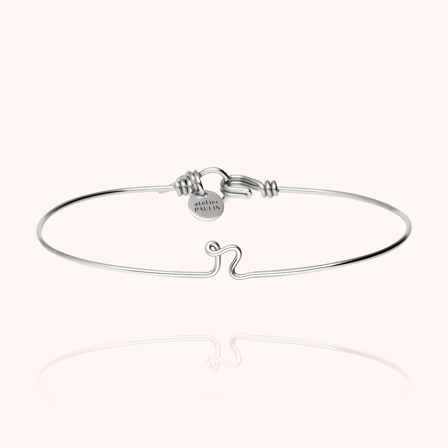 personalised initial bangle bracelet letter R silver jewellery handmade Atelier Paulin Australia