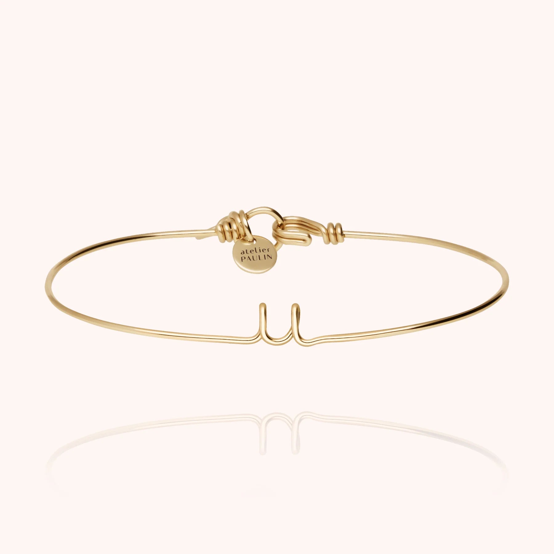 personalised jewellery initial bangle letter u 14k yellow gold-filled handcrafted Atelier Paulin Australia