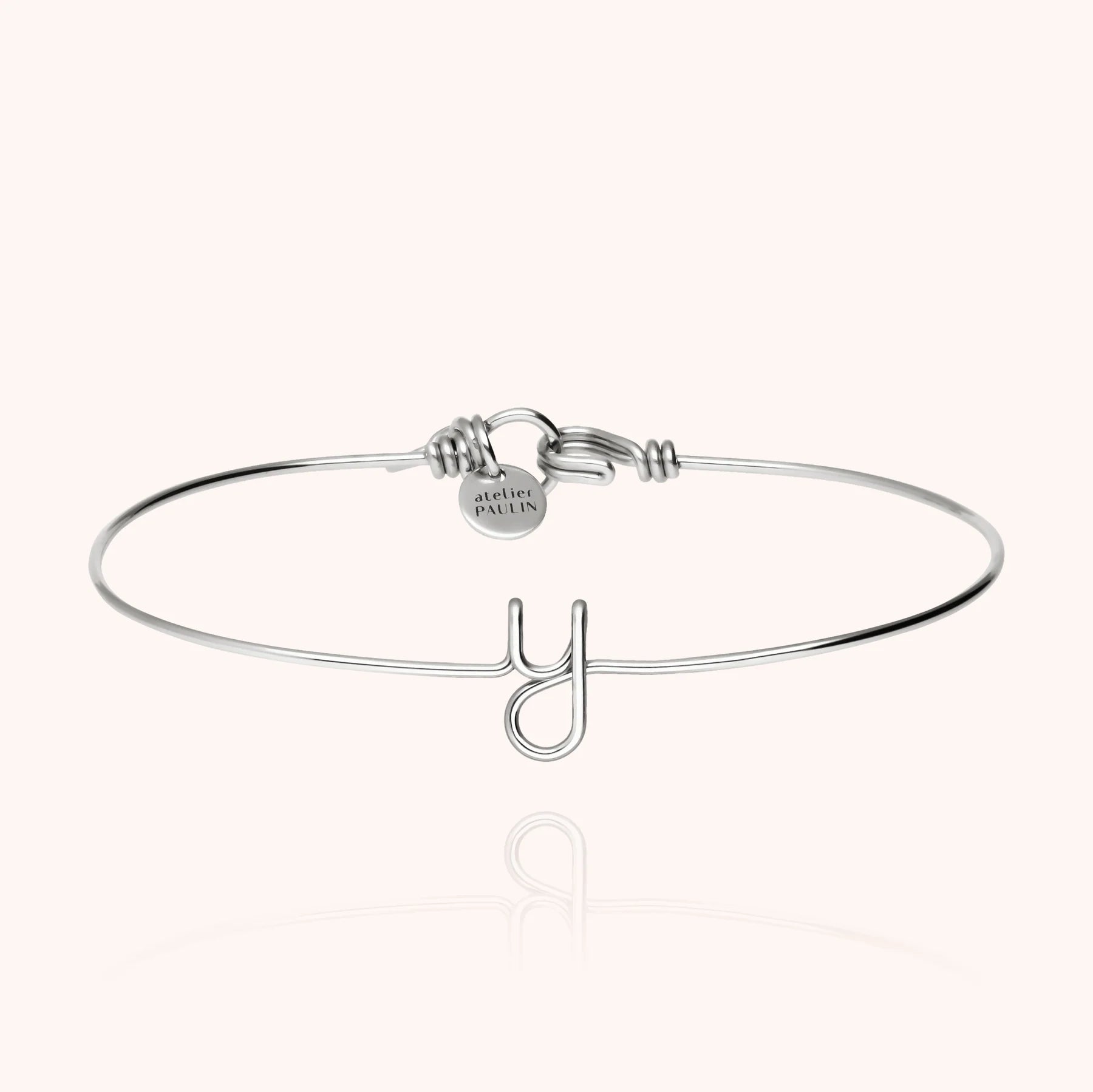personalised initial bangle bracelet letter Y silver jewellery handmade Atelier Paulin Australia