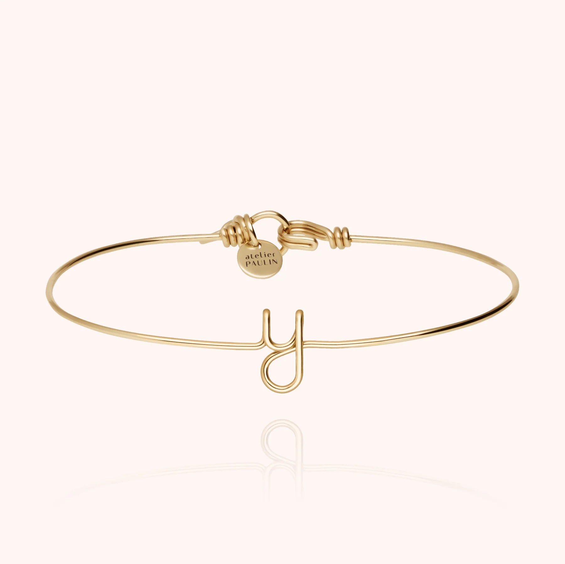 personalised jewellery initial bangle letter y 14k yellow gold-filled handcrafted Atelier Paulin Australia
