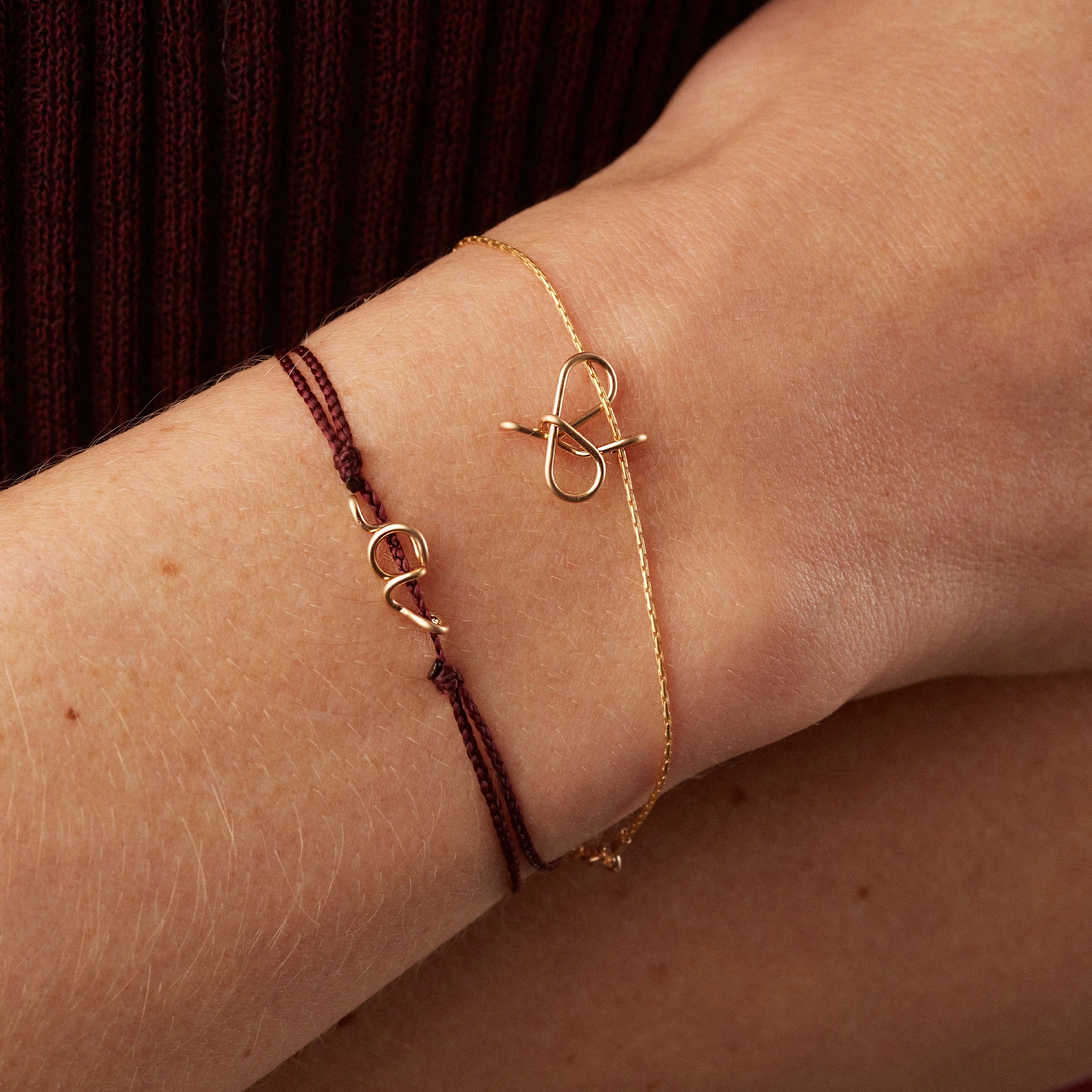 personalised initial chain bracelet worn on wrist delicate gold jewellery Australia