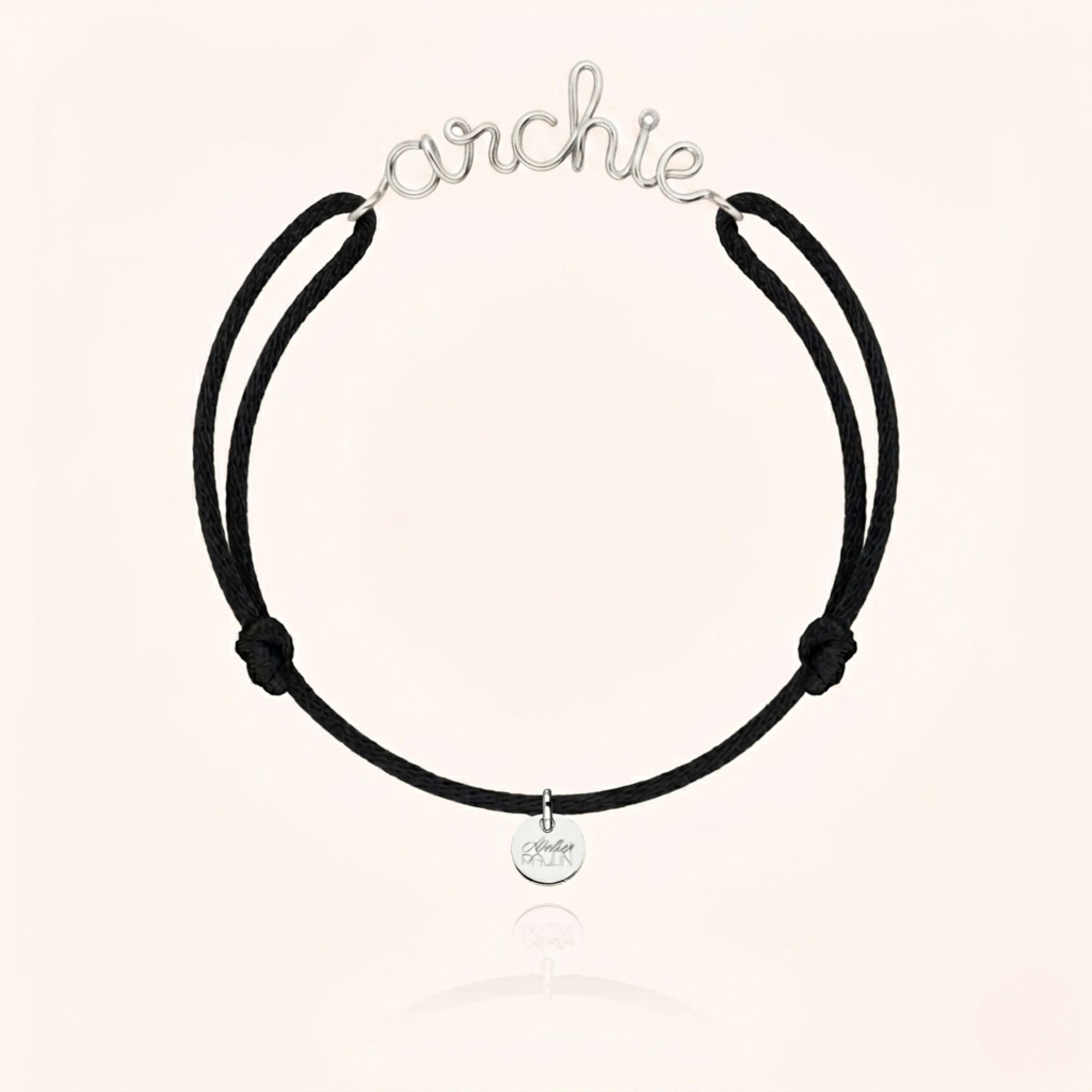 cord bracelet personalised name silver Atelier Paulin Australia --colour_black