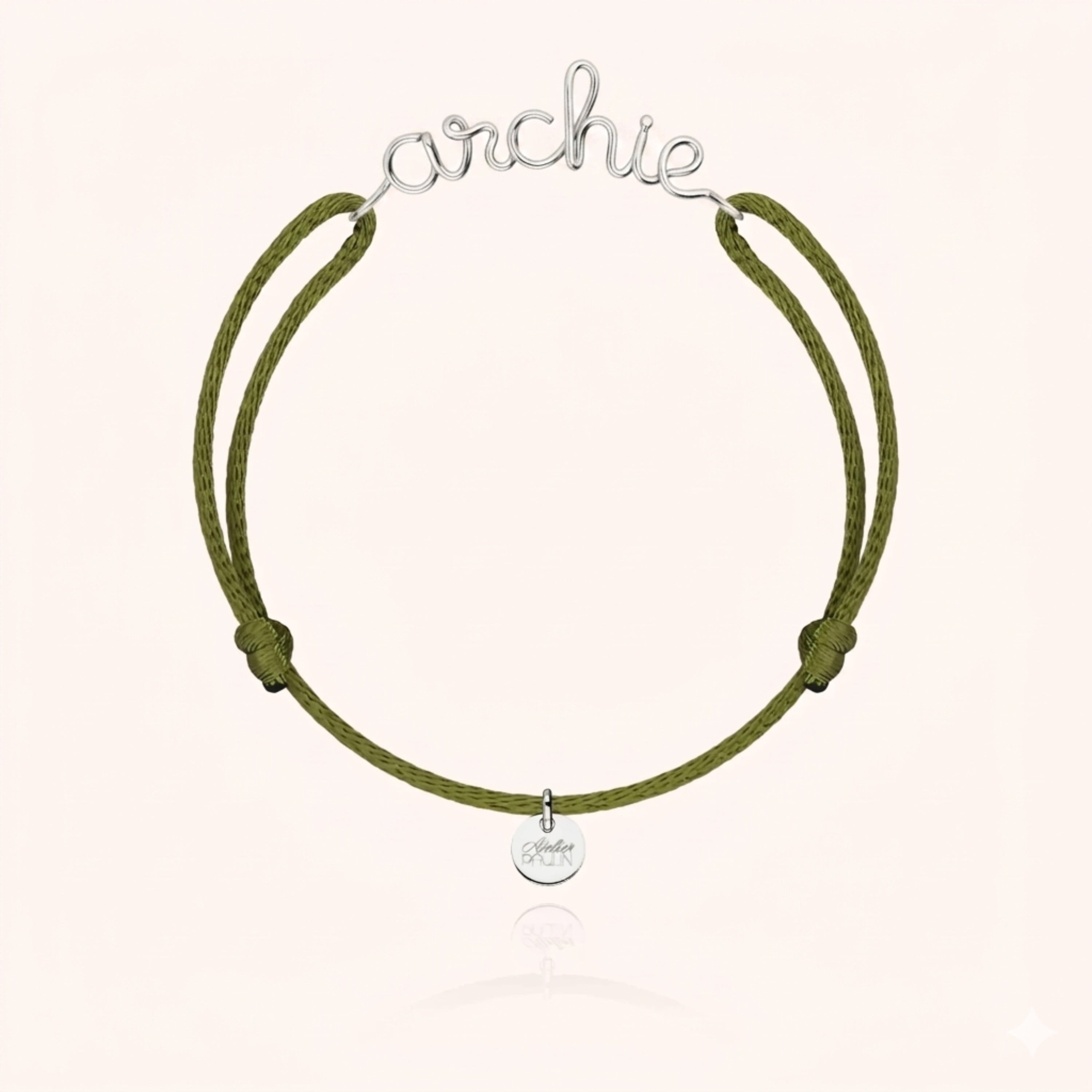cord bracelet personalised name silver Atelier Paulin Australia --colour_khaki