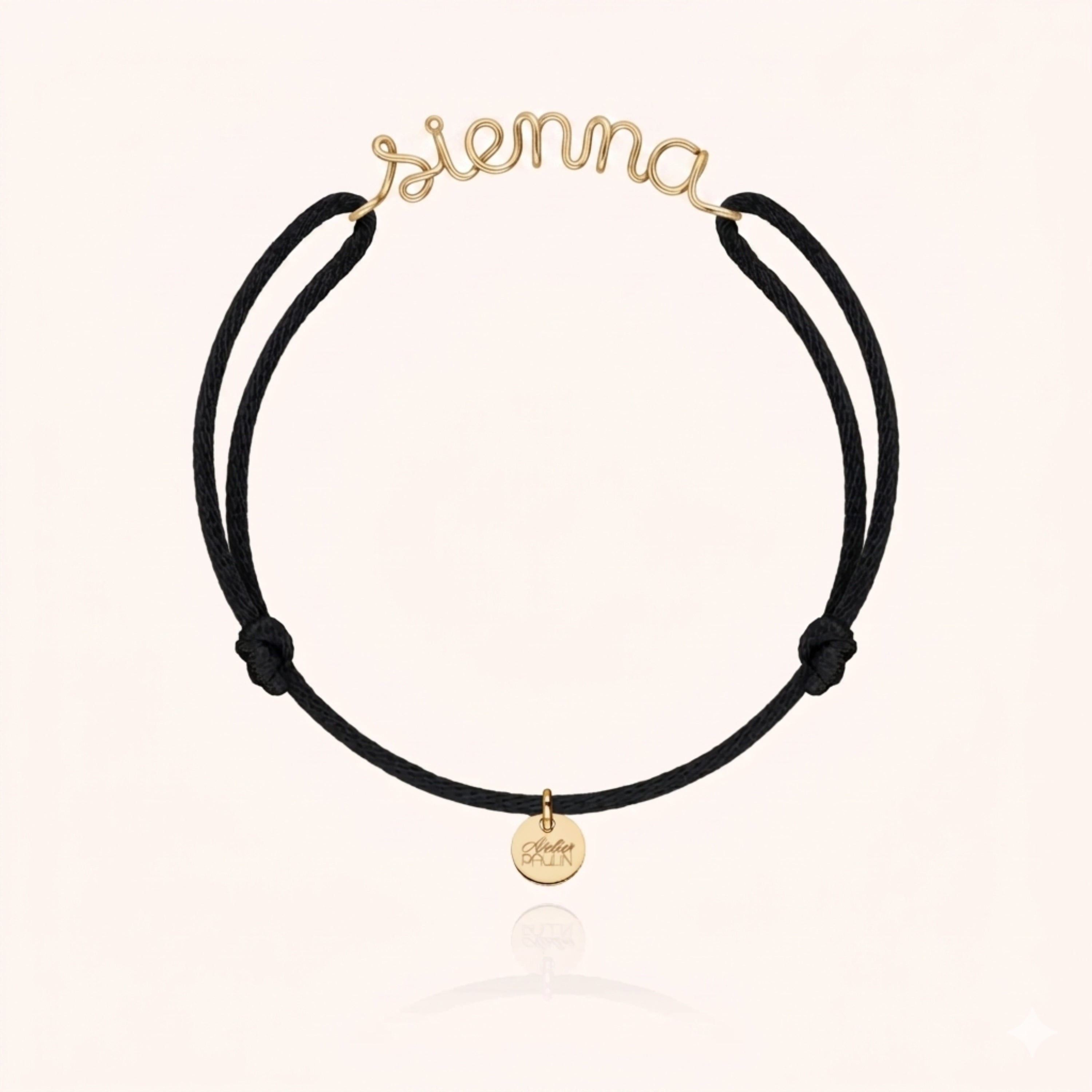 yellow gold cord bracelet personalised name atelier paulin --colour_black
