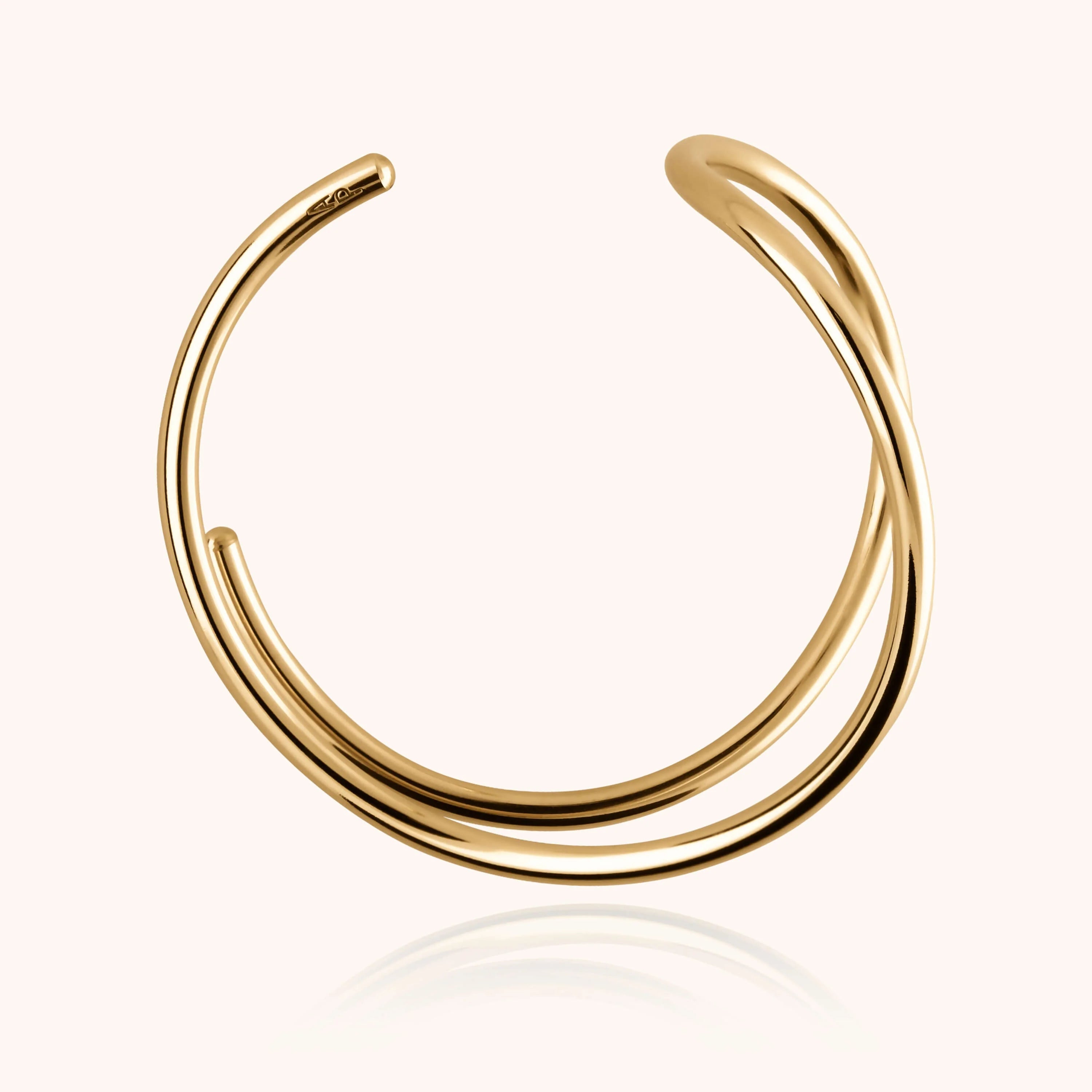 Outline cuff bracelet letter e 14k yellow gold-filled side view Atelier Paulin Australia