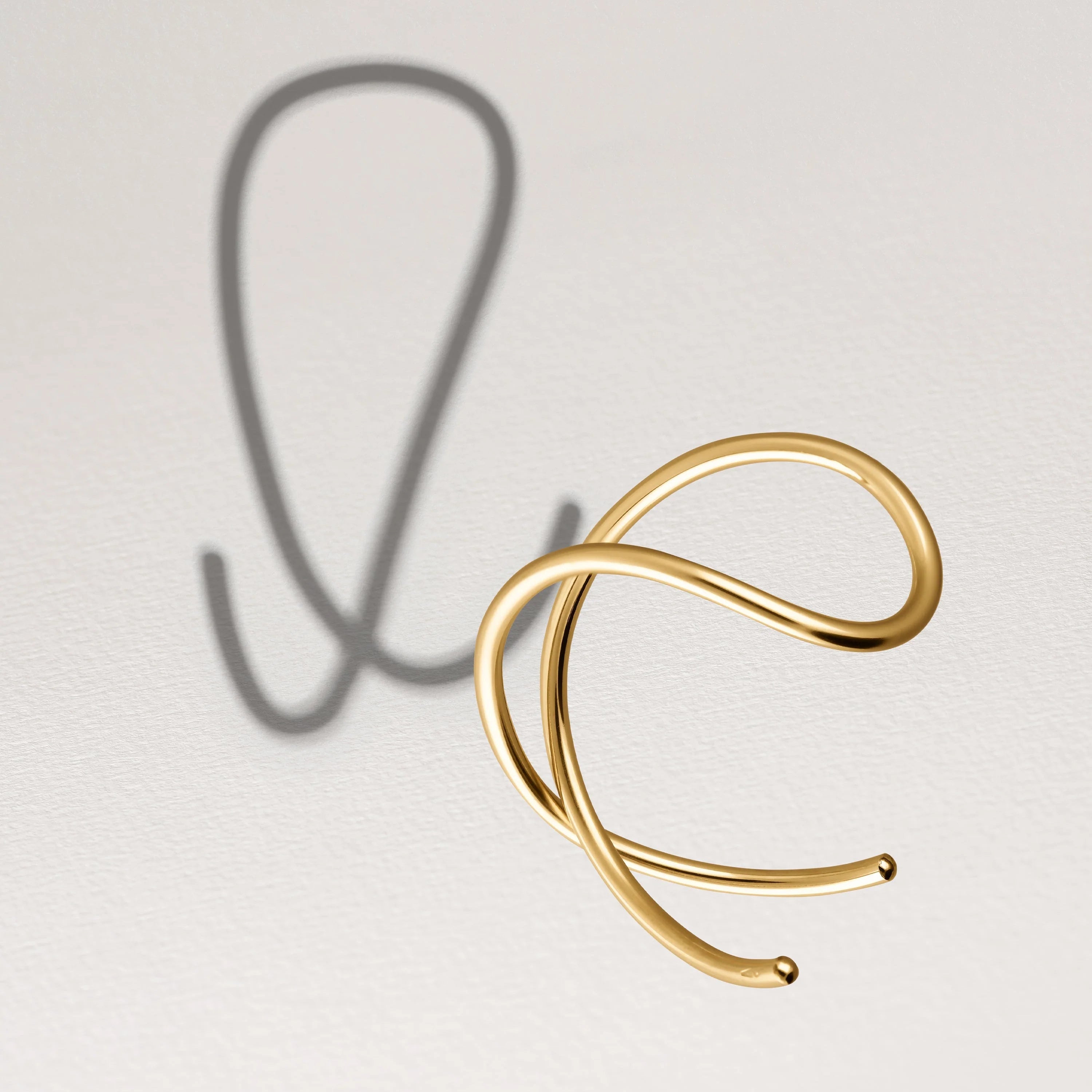 Outline cuff bracelet letter l 14k yellow gold-filled shadow play handmade Atelier Paulin Australia