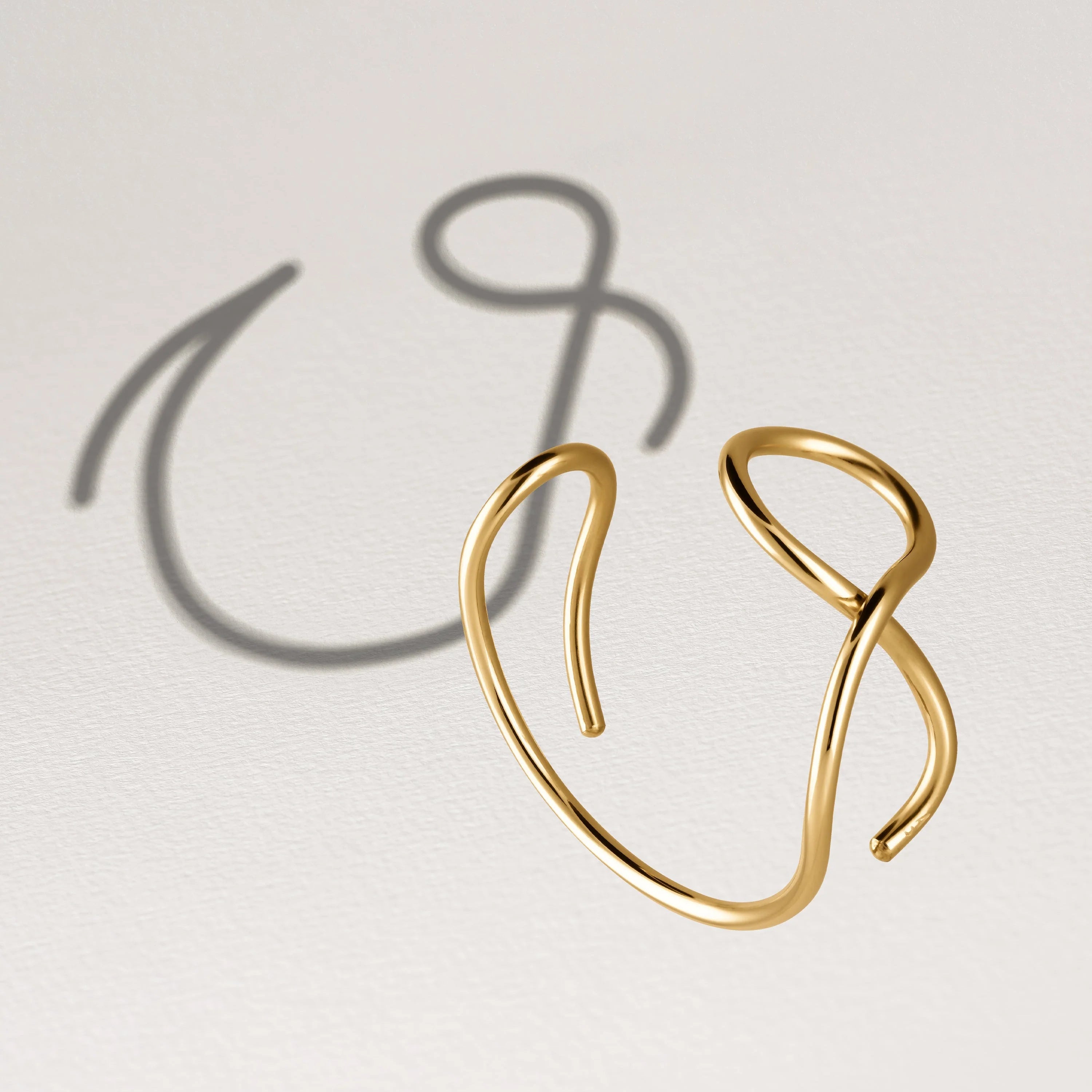Outline cuff bracelet letter v 14k yellow gold-filled shadow play handmade Atelier Paulin Australia