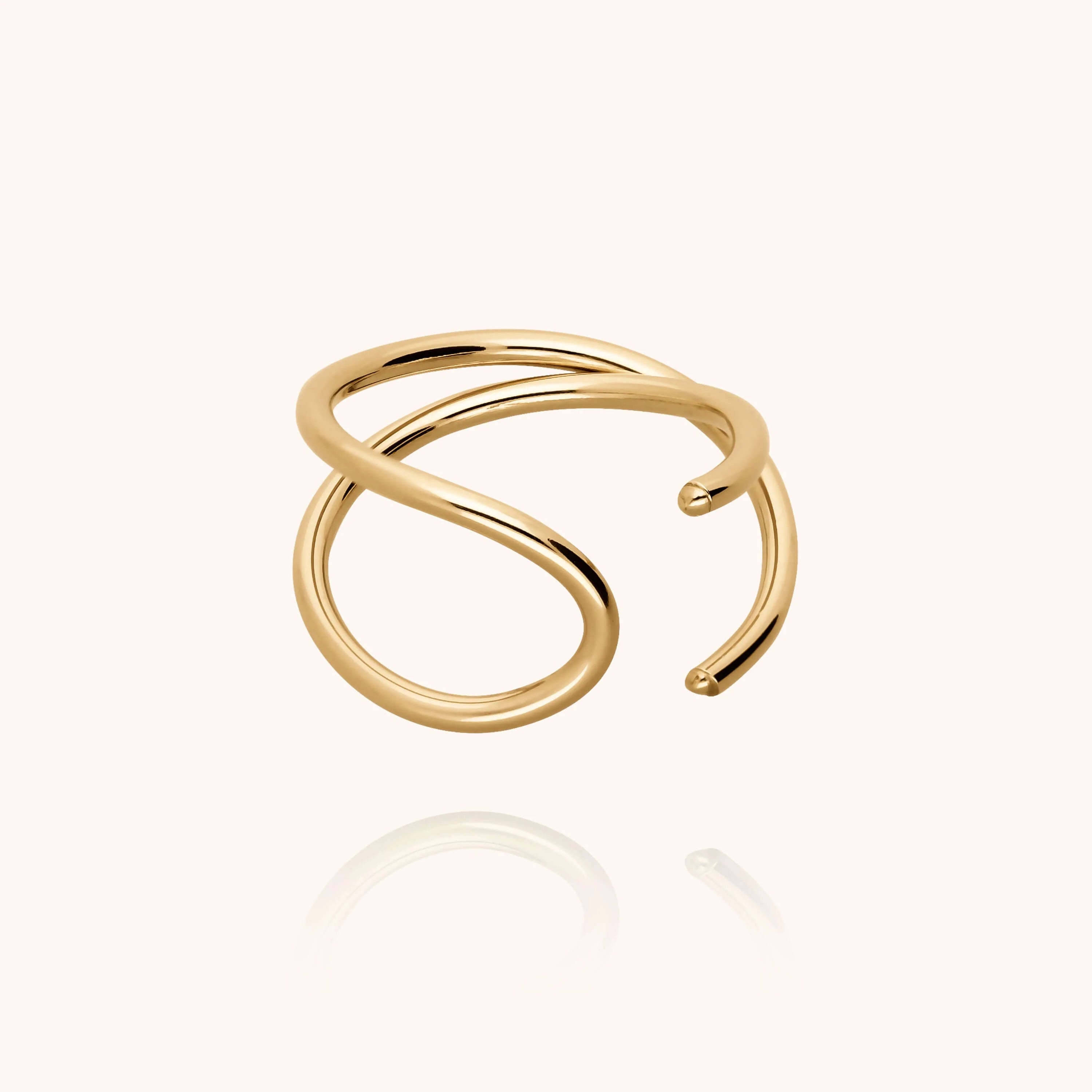 Outline ring cast letter l in shadow 14k yellow gold-filled handmade Atelier Paulin Australia
